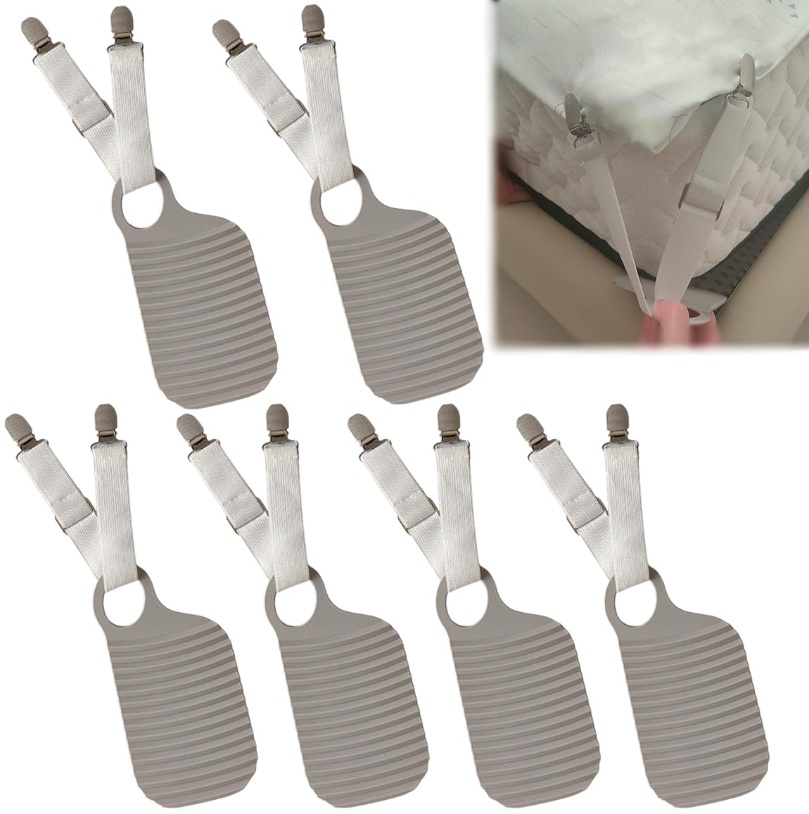 Ajqxh 6Set Bed Sheet Holders Straps Keep Sheets in Place,Adjustable Fitted Sheet Strap Clips,Elastic Bed Sheet Fasteners Suspenders for Mattress Covers&Sofa Cushion