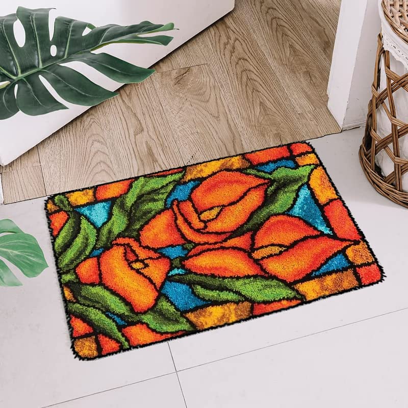 ROCKY&CHAO Latch Hook Kits for Adults Tulip Oil Painting 23.6X15.7Inch, DIY Latch Hook Rug Kit 60X40CM - Image 4