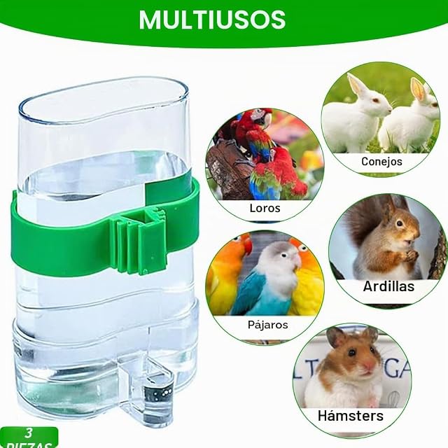 Foto 6 de 8 de 3 Piezas Comedero Automático para Pájaros Jaula Dispensadora de Agua y Alimento Comedero para Pájaros…