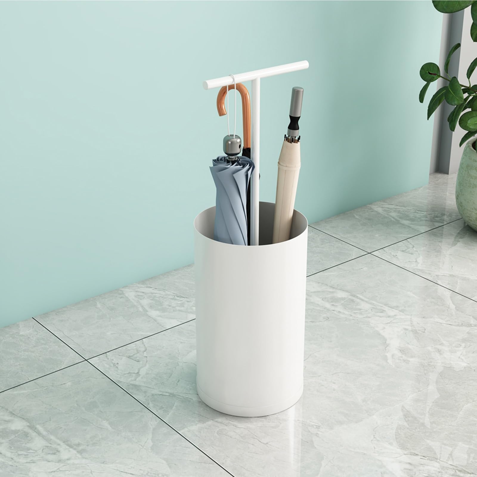 Porte-parapluie en métal blanc pour entrée de maison et bureau moderne