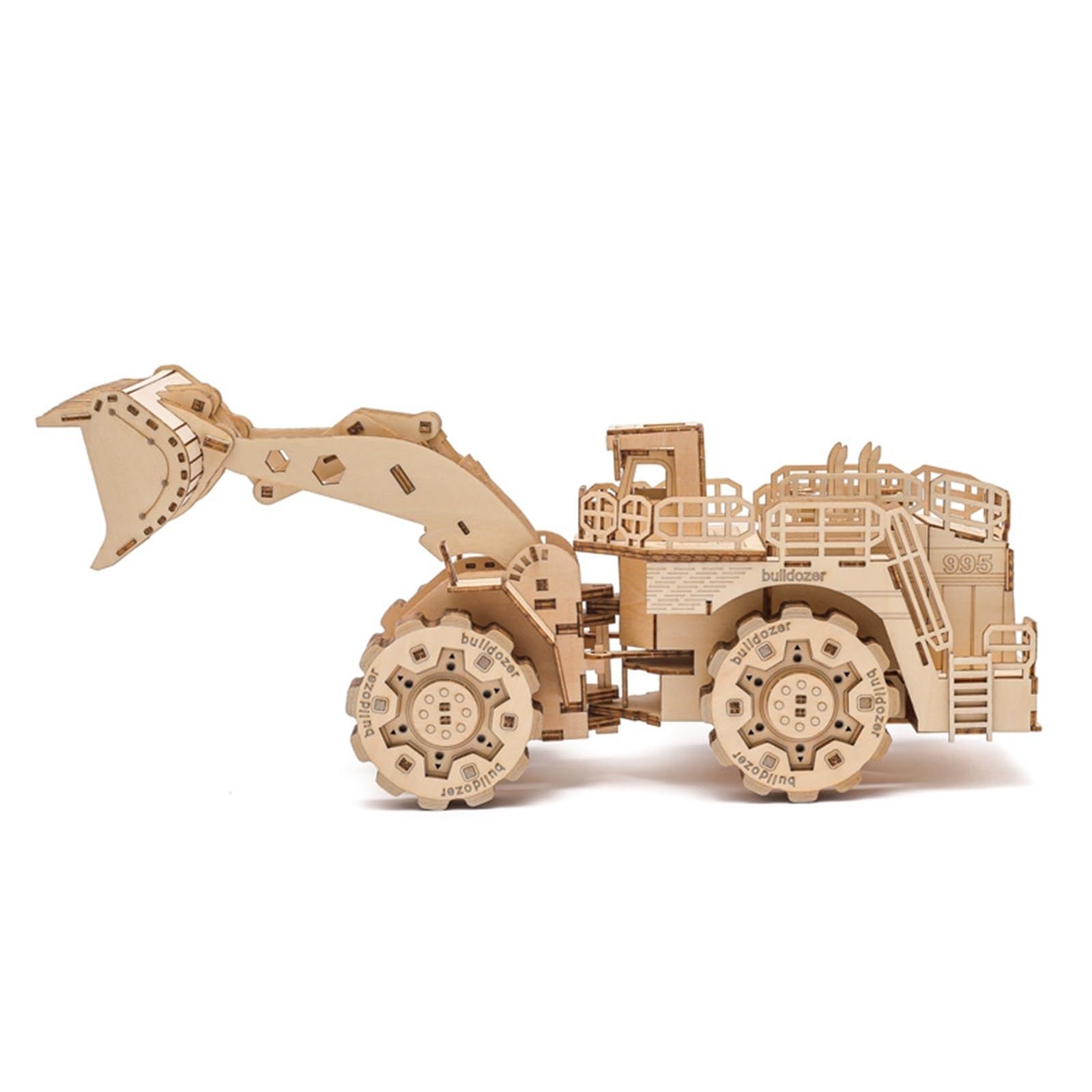 Puzzle 3D de madera de bulldozer, kit de modelismo premium de 370mm 7