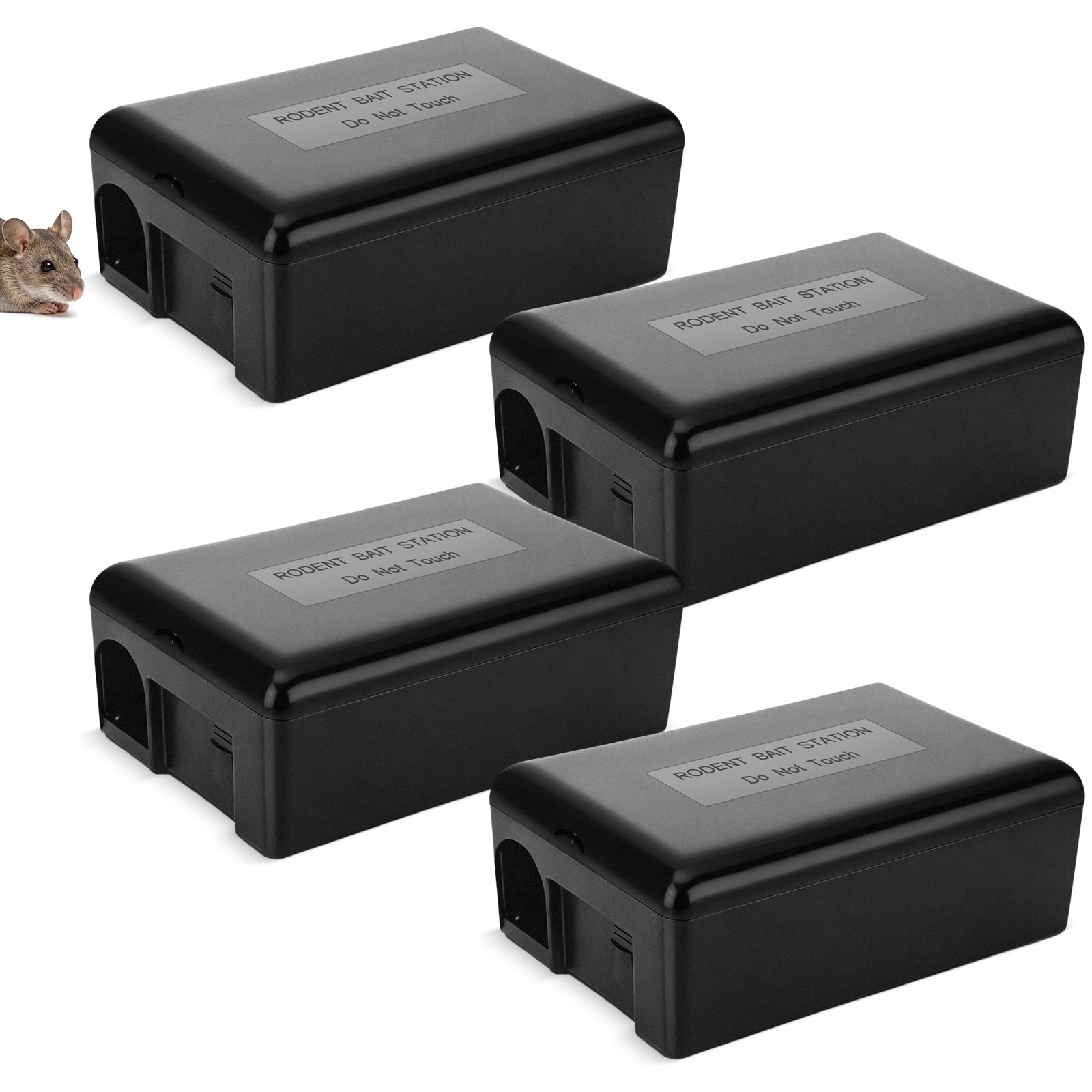Photo 1 of Mysora 4 Pack Rat Bait Station with Key, 10.4 Inch Heavy Duty, Black Cap
