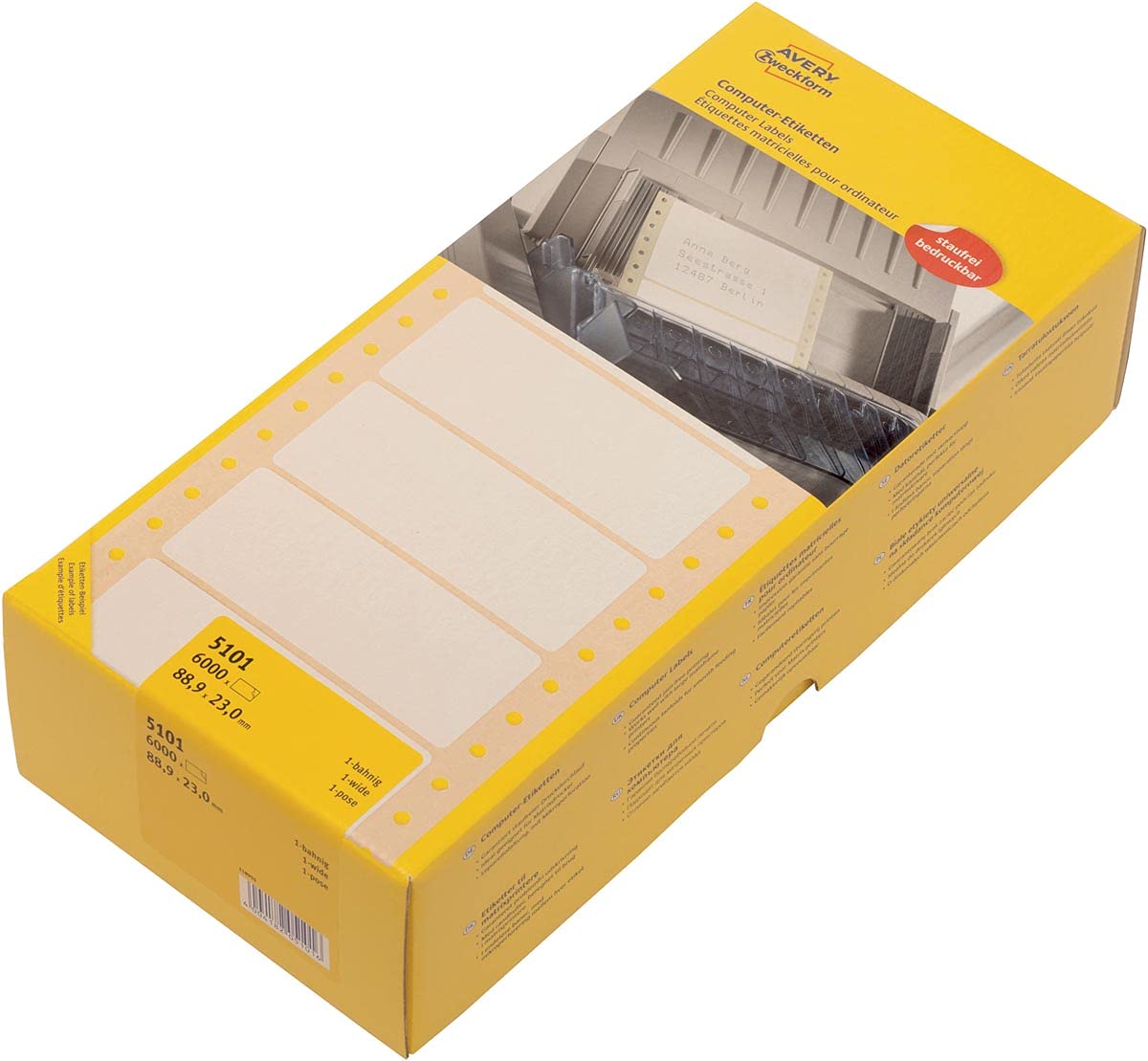 Avery Zweckform 5101 Franking Labels 88.9 x 23 mm 1 Pack of 6,000 Labels White