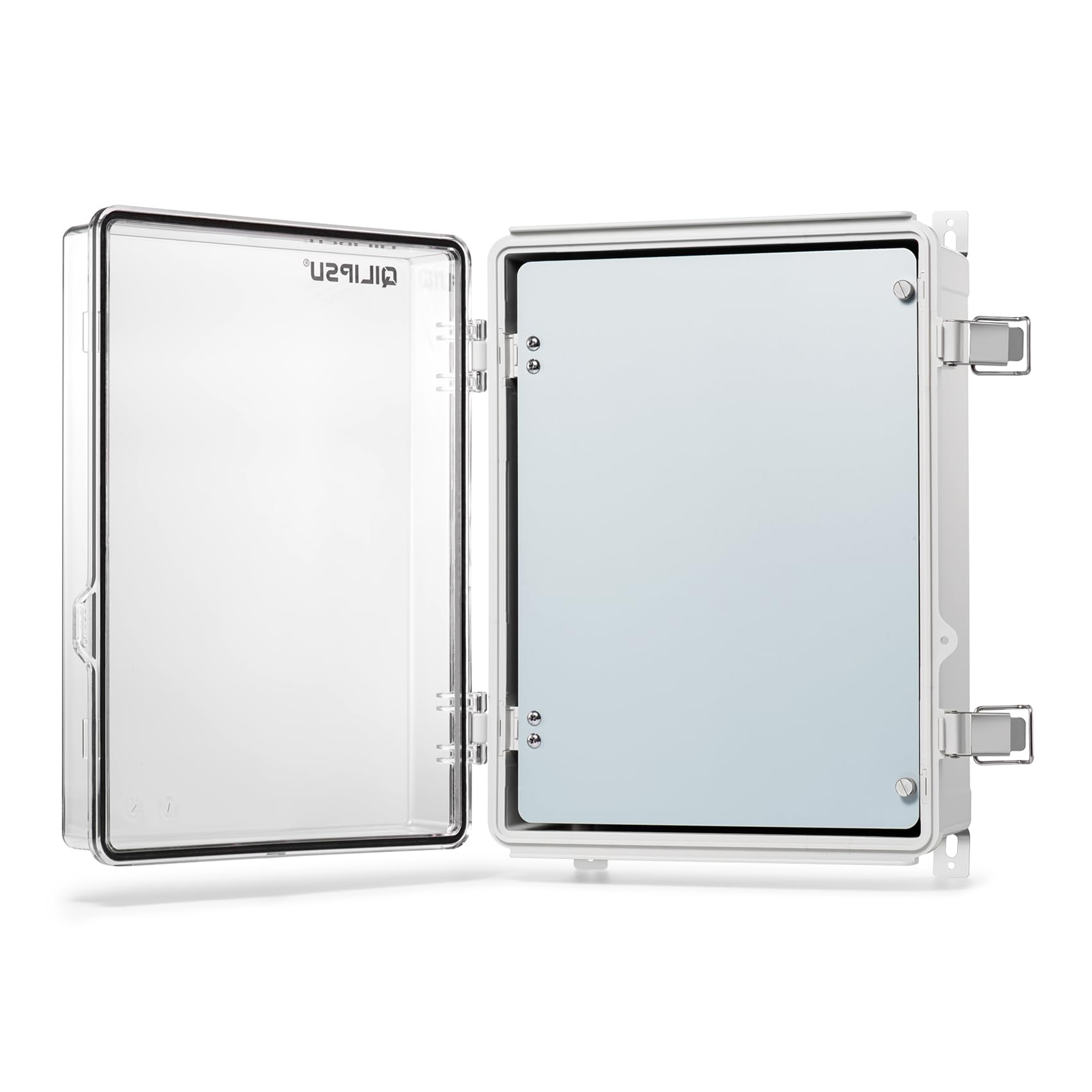 QILIPSU Waterproof Junction Box IP67 Outdoor Plastic Electrical Project Enclosure Weatherproof with Inner Door, Mounting Plate, Wall Brackets, Hinged Clear Cover 14.6"x10.6"x5.9" CC-D