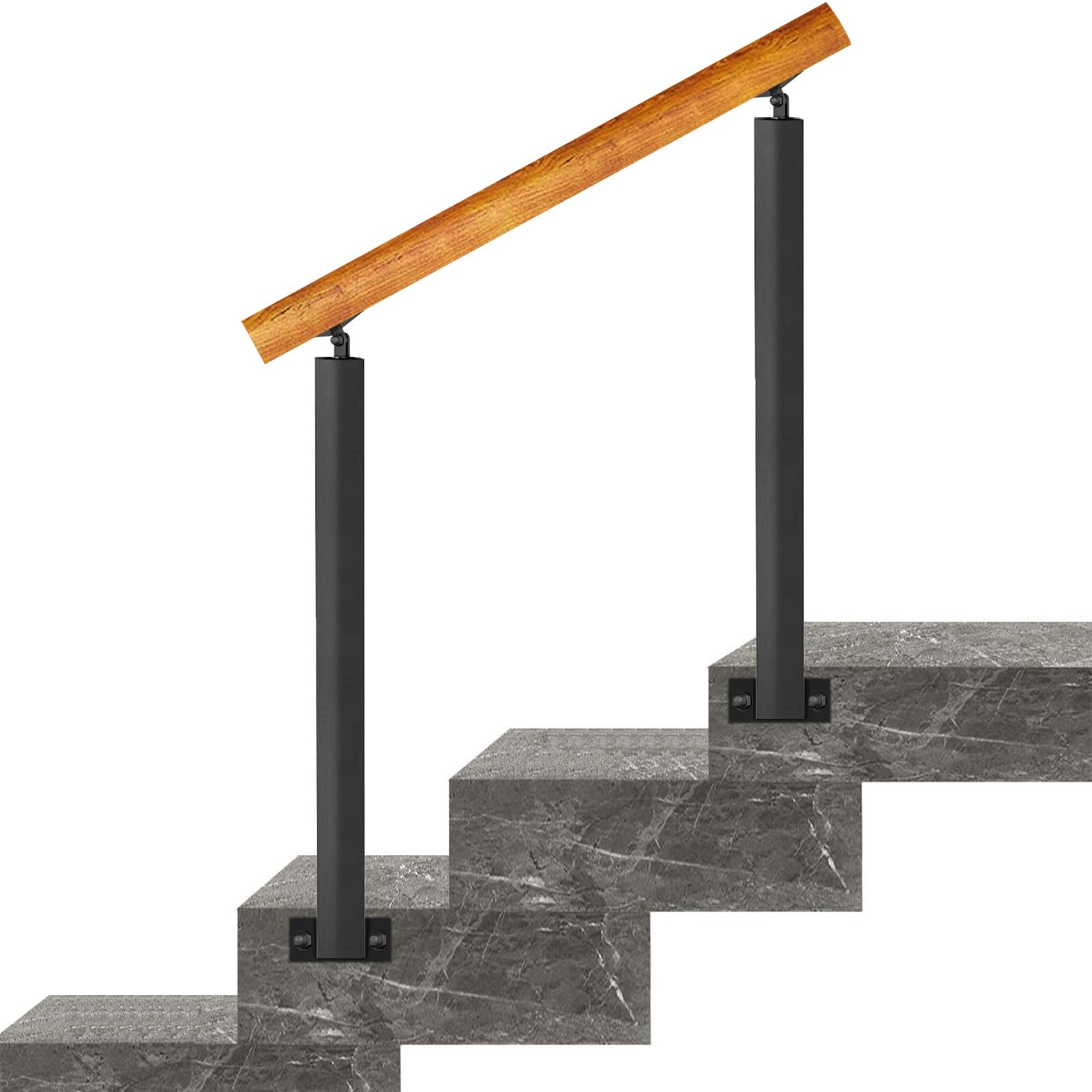Rampe d'escalier avec supports d'angle réglables et robustes