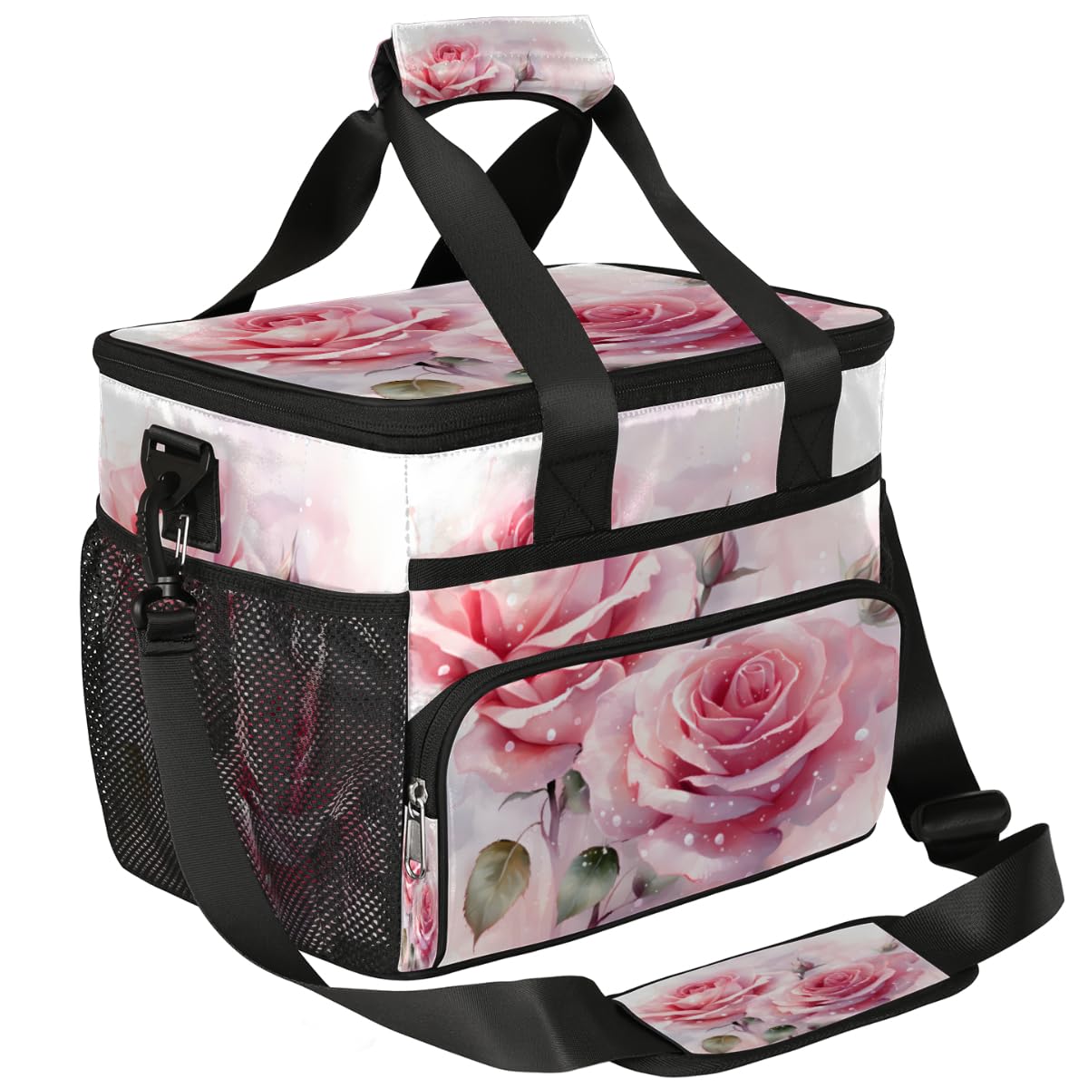 Blooming Flower Insulated Picnic Backpack Lunch Box for Women Men Picnic Basket Tote Lunch Bag Picnic Bag Portable Lunch Bags for Picnic, Beach, Work, Trip,Office, Camp Roses