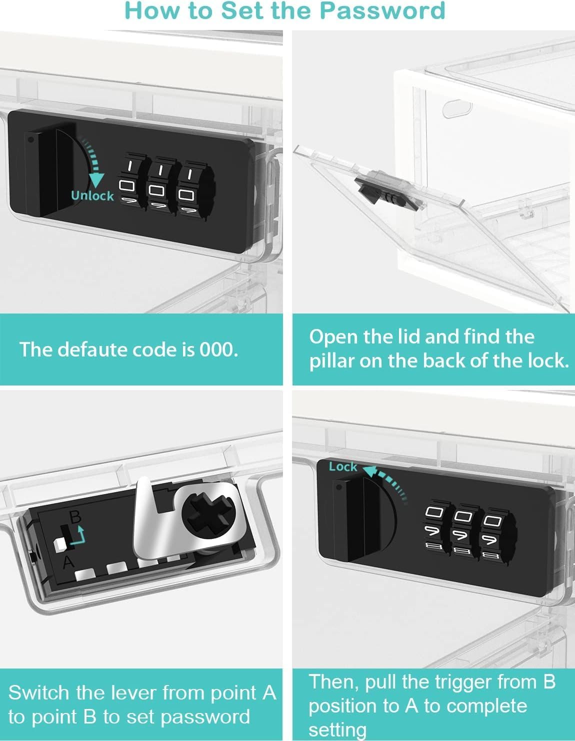 Large Medicine Lock Box for Safe Medication, Lockable Storage Box for Fridge/Snacks Food, Phone Lock Boxes with Combination Code for Home/Dorms/Office Storage Lockers