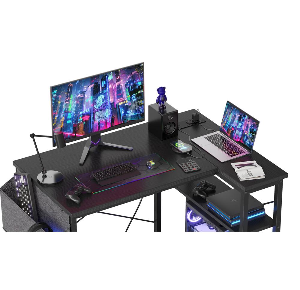 Amazon.com: TIQLAB Gaming Desk with Power Outlets - 40 inch L
