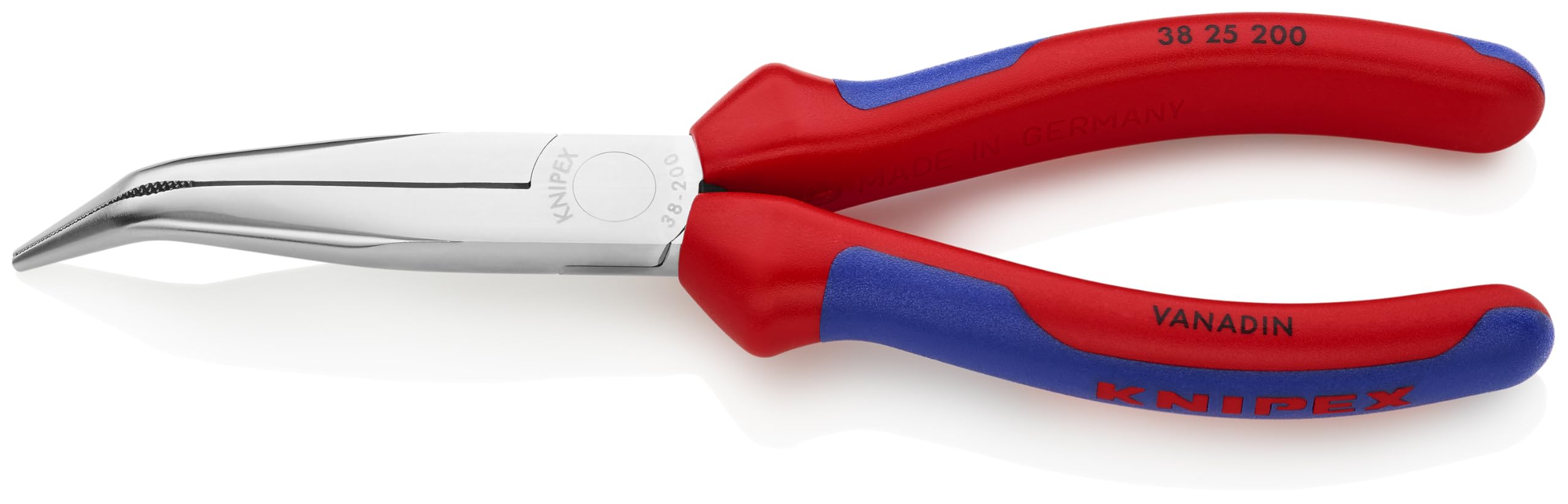 Knipex 3825200 Angled pinza a becchi lunghi senza cutter, impugnatura ergonomica, 20,3 cm