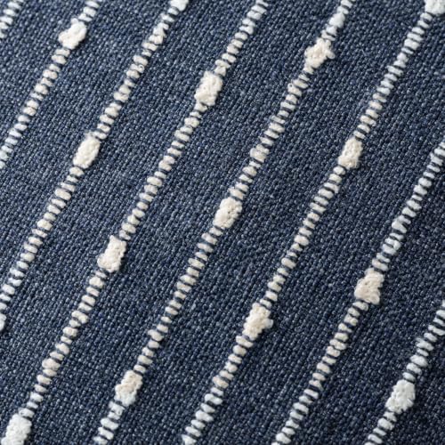 Image of Foindtower Decorative Striped Boucle Throw Pillow Covers 20x20 Dark Blue