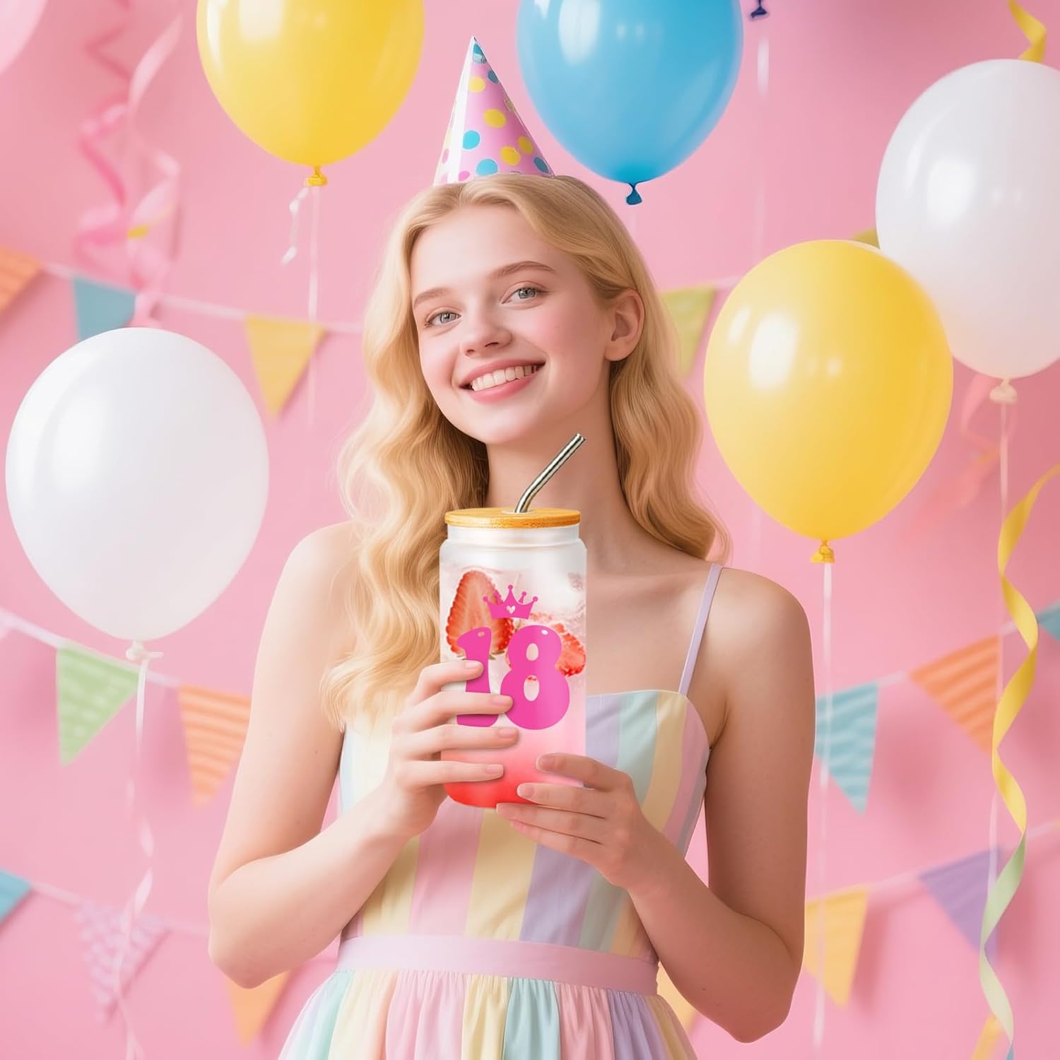 18th Birthday Gifts for Girls – Gift Set for 18 Year Old Girl with Glass, Jewelry, Socks, Makeup Bag & Bracelet – Cute 18th Birthday Decorations for Teen Girls, Daughter, Niece, Granddaughter - Image 2