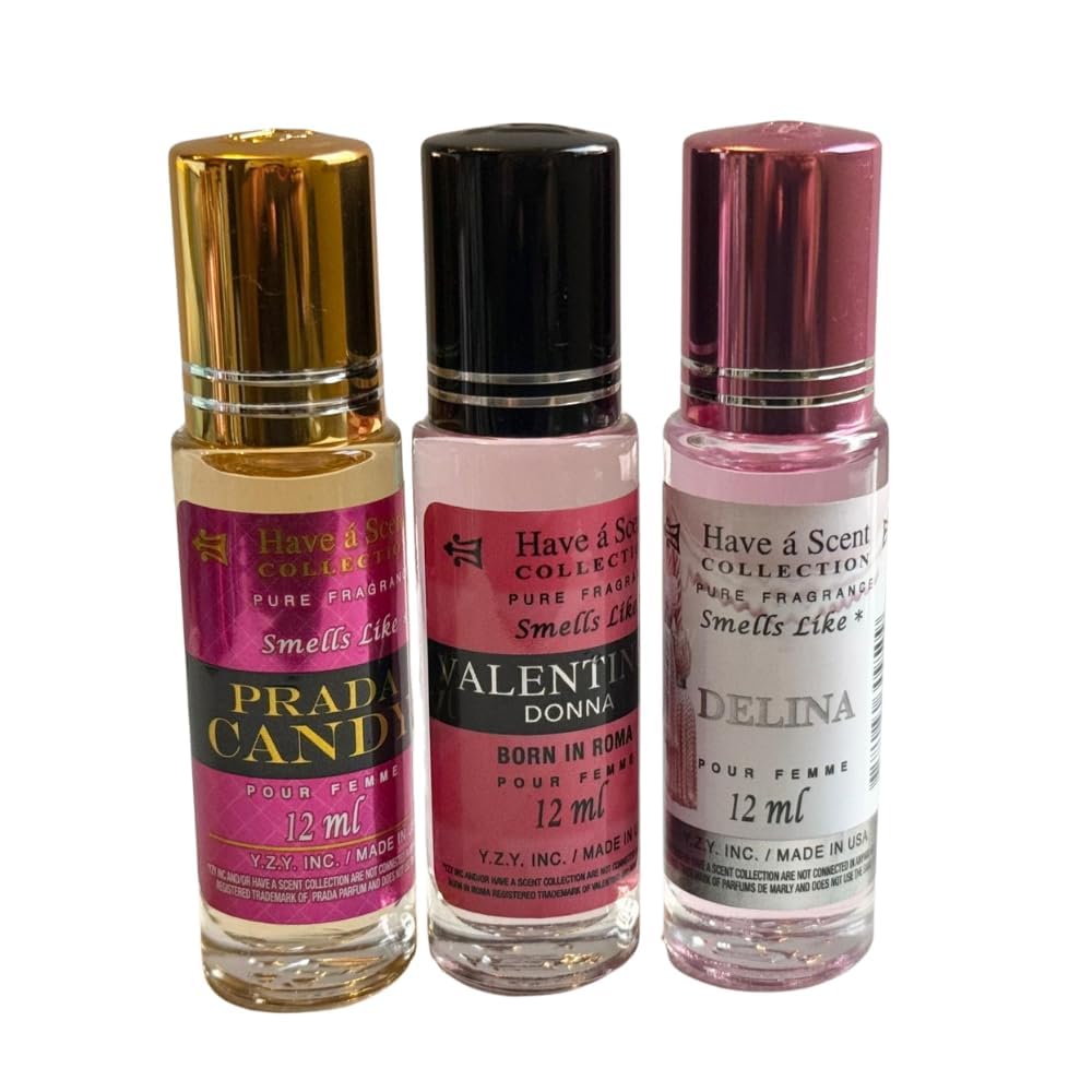 Assorted Women's Roll-On Perfume Oil Set - 3-Pack, Long-Lasting Scents Perfect for Every Occasion, 3 P DEL,PCAN,VBIR