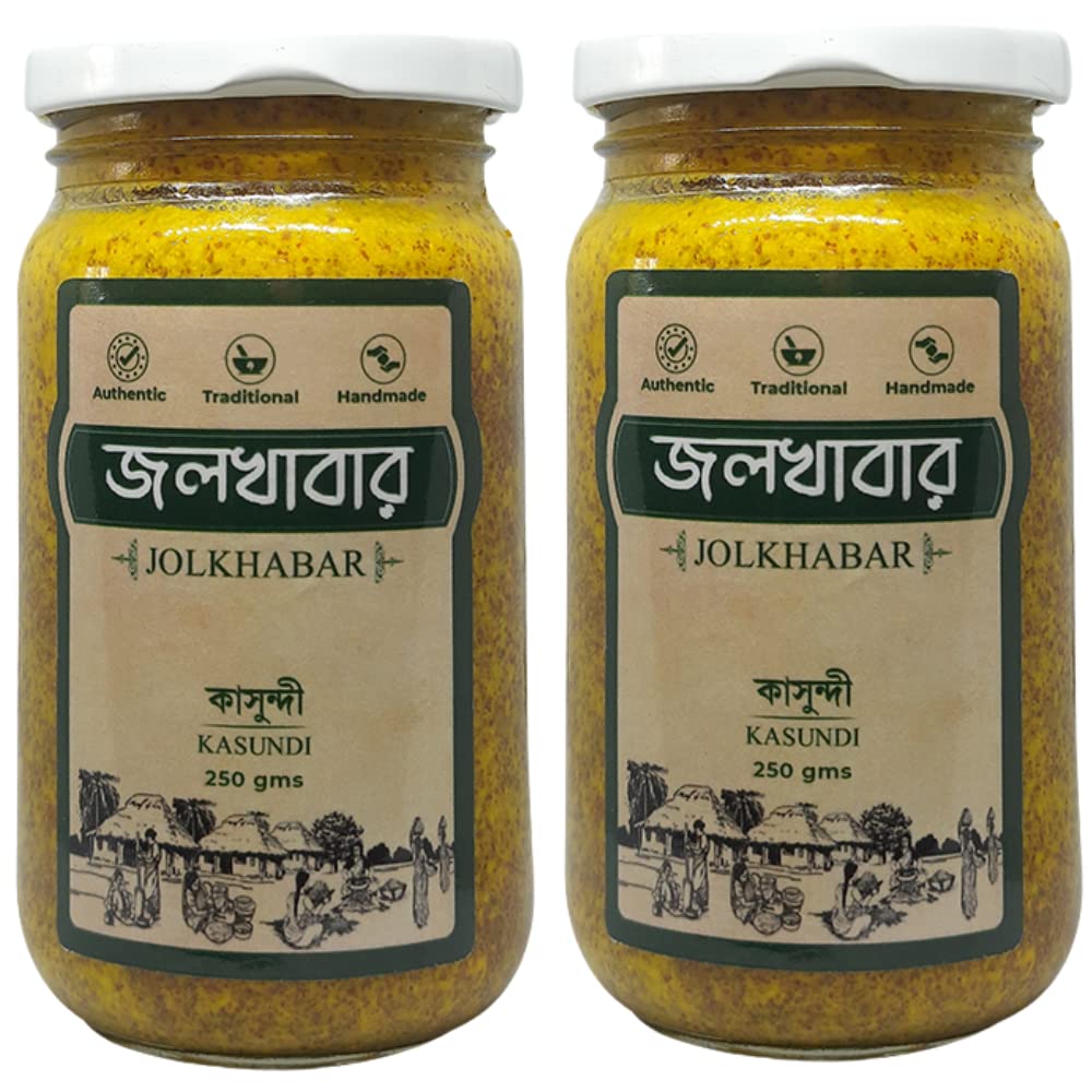 JOLKHABAR Kasundi 500Gm Pack - Original Bengali Kashundi - Bengali Mustard Sauce - Authentic Traditional Handmade - Bangali Kasondi - Grandmother'S Recipe - 500Gms (Pack Of 2) 250 Gm