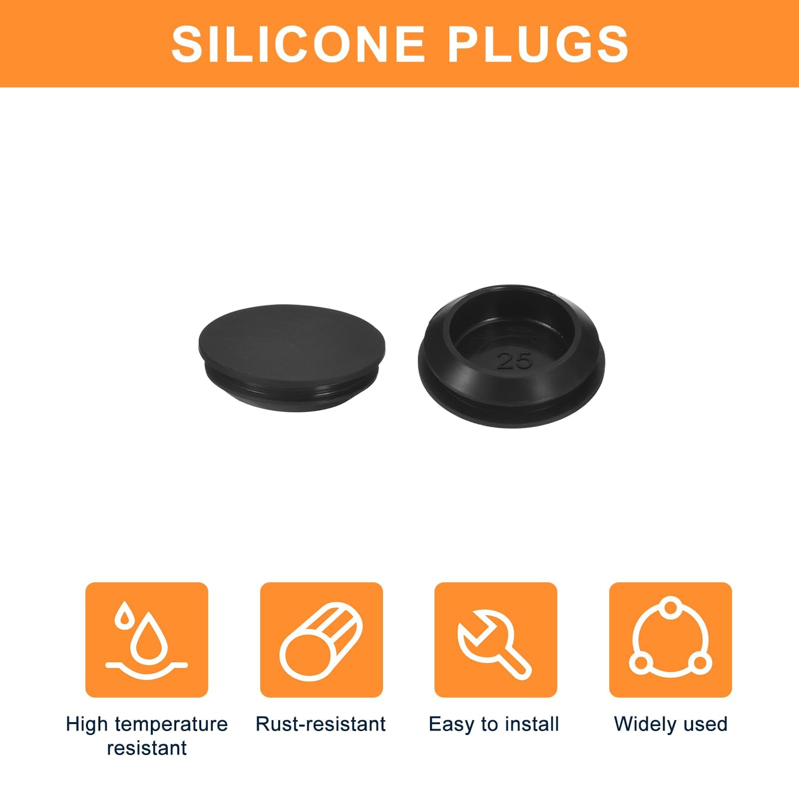 TA-VIGOR 16Pcs Silicone Snap in Locking Hole Plugs, Rubber Panel Seal Cover Flush Type Panel Round for 25-27mm Hole - Image 4