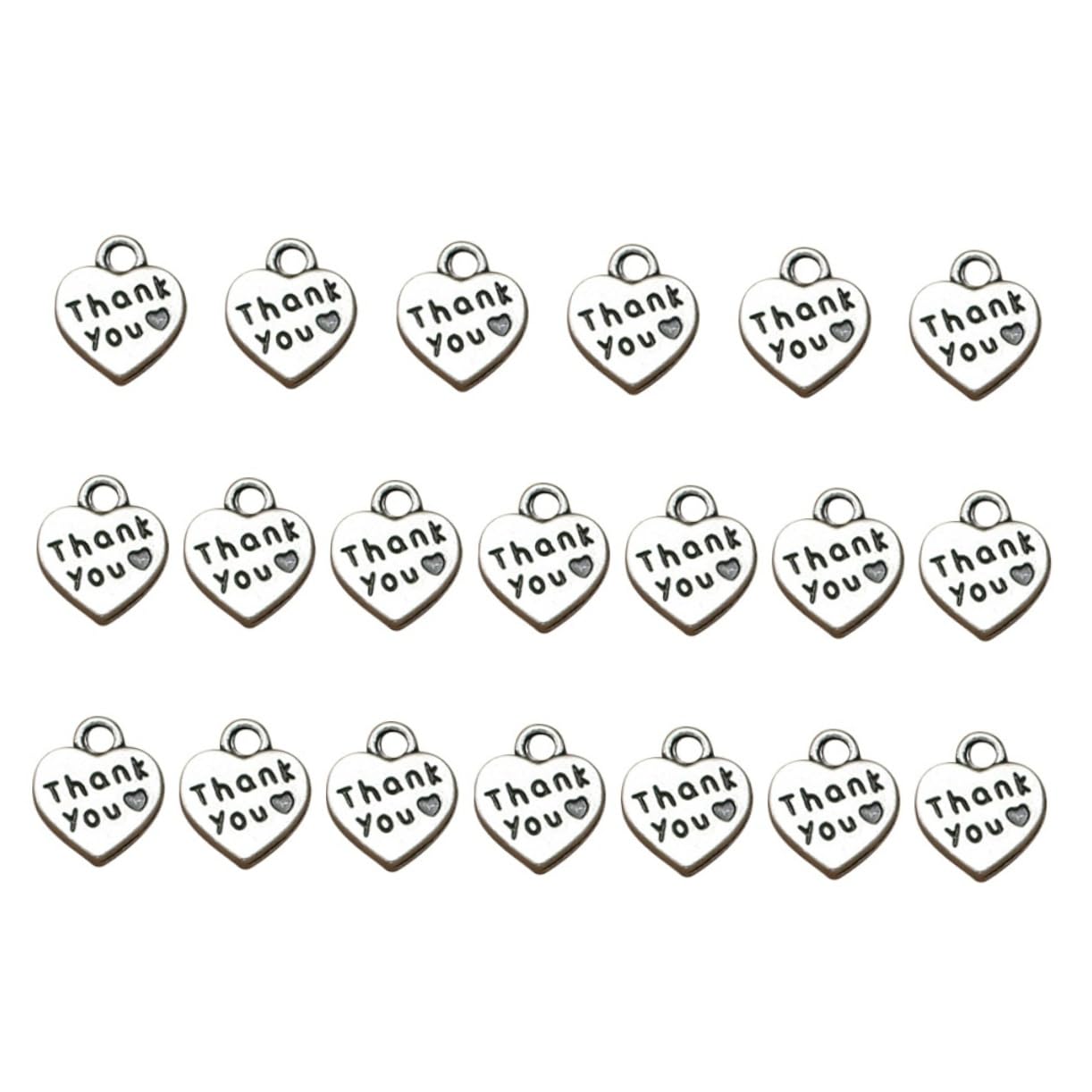 COHEALI Thank You Silver Charms Heart Shape Pendant Antique Finish Diy Jewelry Making Accessory for Necklace Bracelet Keychain Craft