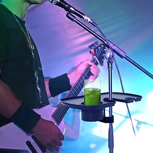Miniatura 7 de Soporte de micrófono de plástico para escenario, concierto, actuación, accesorio de guitarra vocal con soporte para bebidas y soporte para micrófono