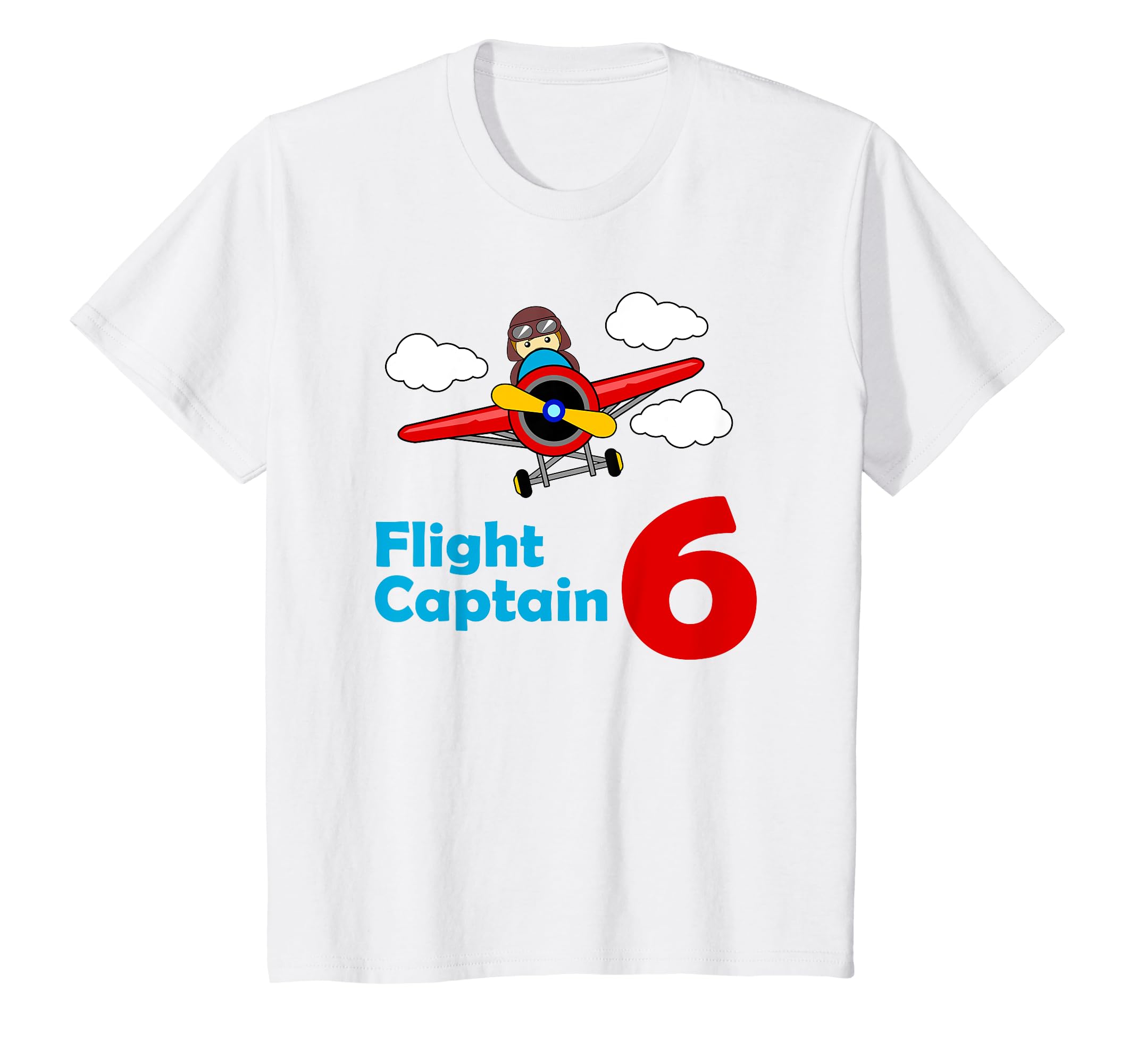 Kids Airplane Birthday 6 year old | Flight Captain Sixth Tee