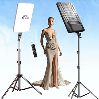 مجموعة إضاءة ليد ثنائية اللون RL-19 600 (حتى 48 سم) قابلة للتعتيم 2700-7500 كلفن مع جهاز تحكم عن بعد، حامل ثلاثي القوائم 2.13 م لليوتيوب والبث المباشر.