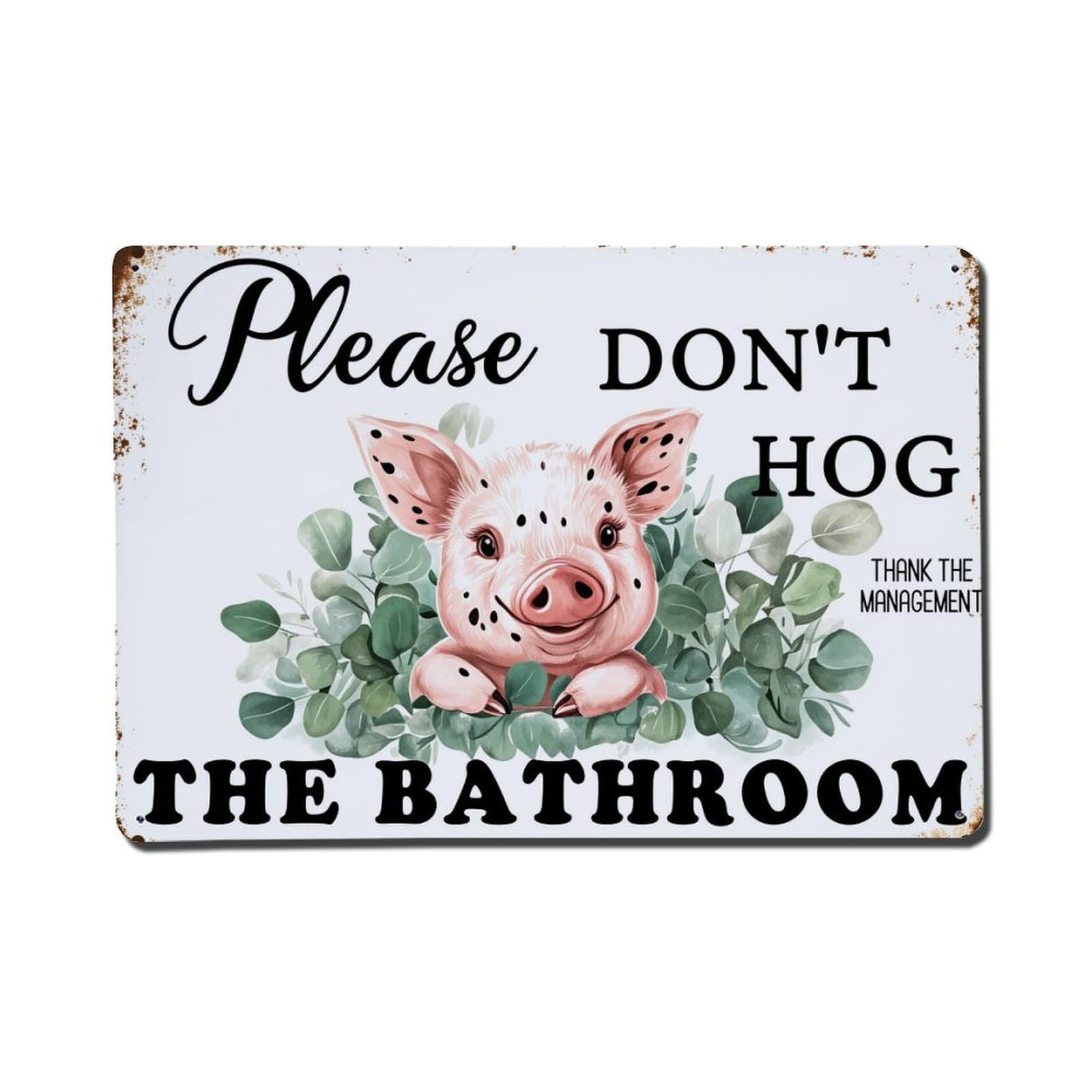 Enderetf Vintage Cute Pig With Green Leaves And Text Tin Sign Metal Poster, Home Bar Garage Man Cave Cafe Indoor & Outdoor Wall Decoration 8X12inches