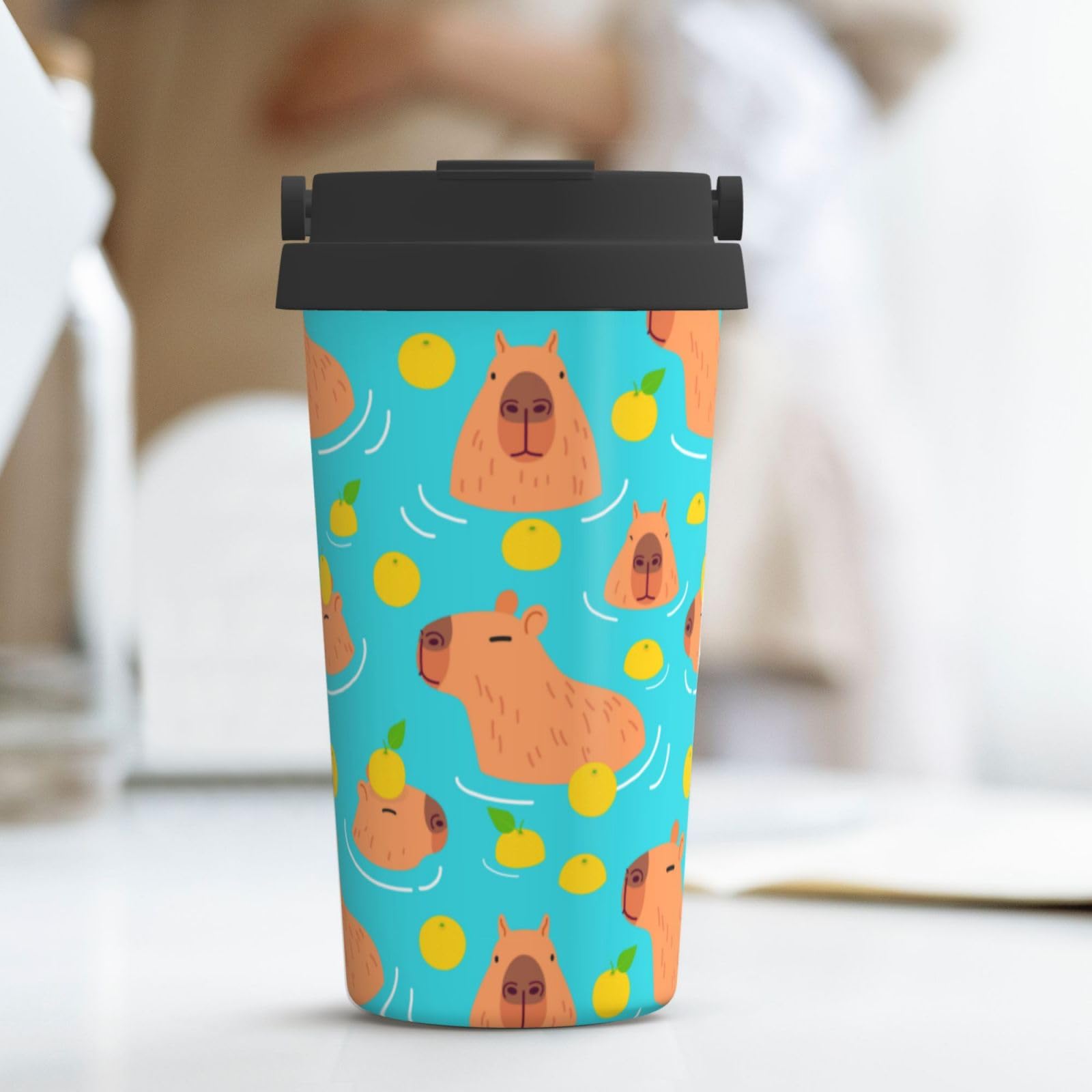 Amazon.co.jp: コーヒーカップ かわいい カピバラ タンブラー 蓋付き 