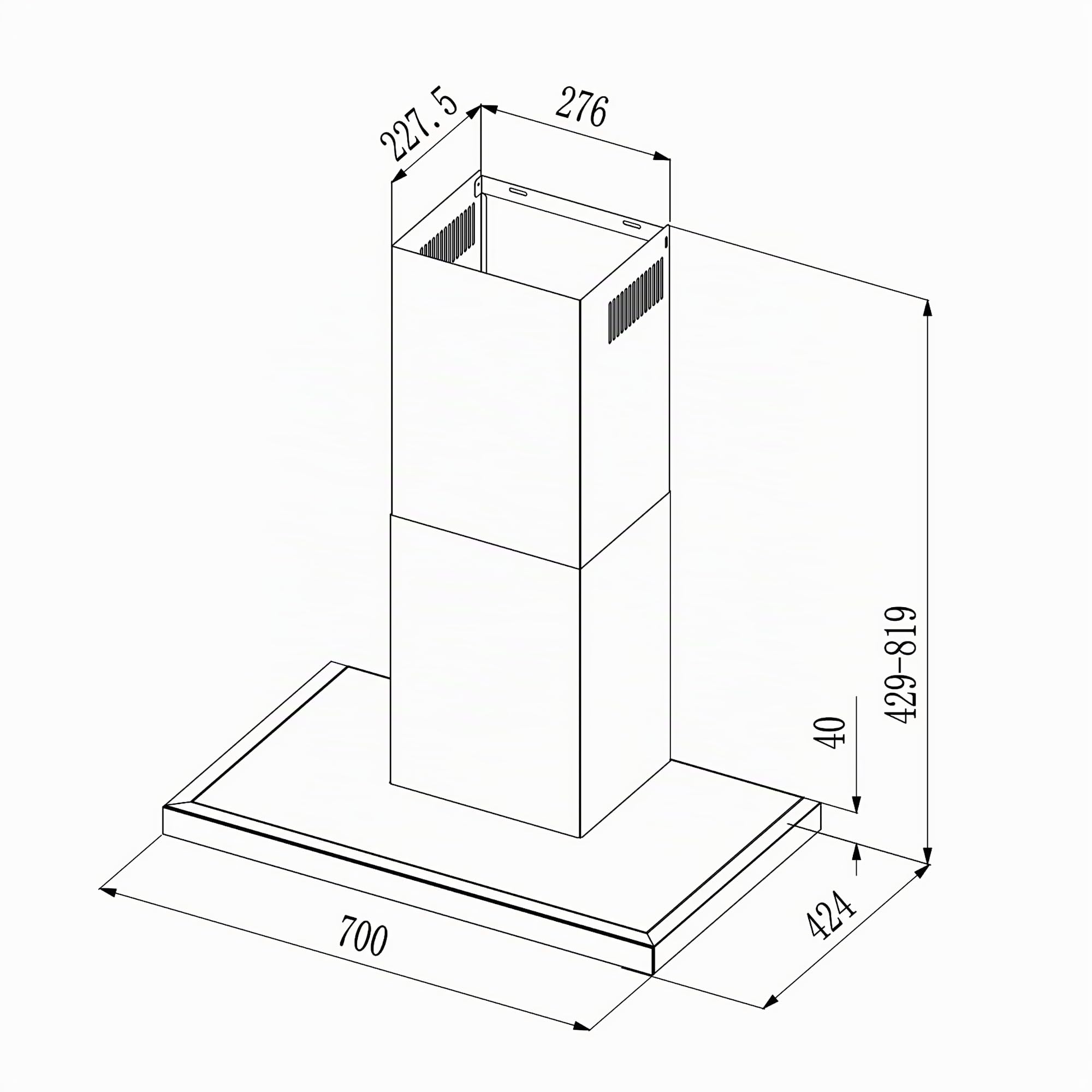 Cecotec Cappa Aspirante a T Bolero Flux TT 704400 Inox A++, 70cm, 413,3m³/h Aspirazione, Classe A++, Controllo Touch Invisibile, Hand Movement Control, Funzione Booster, Filtri Lavabili