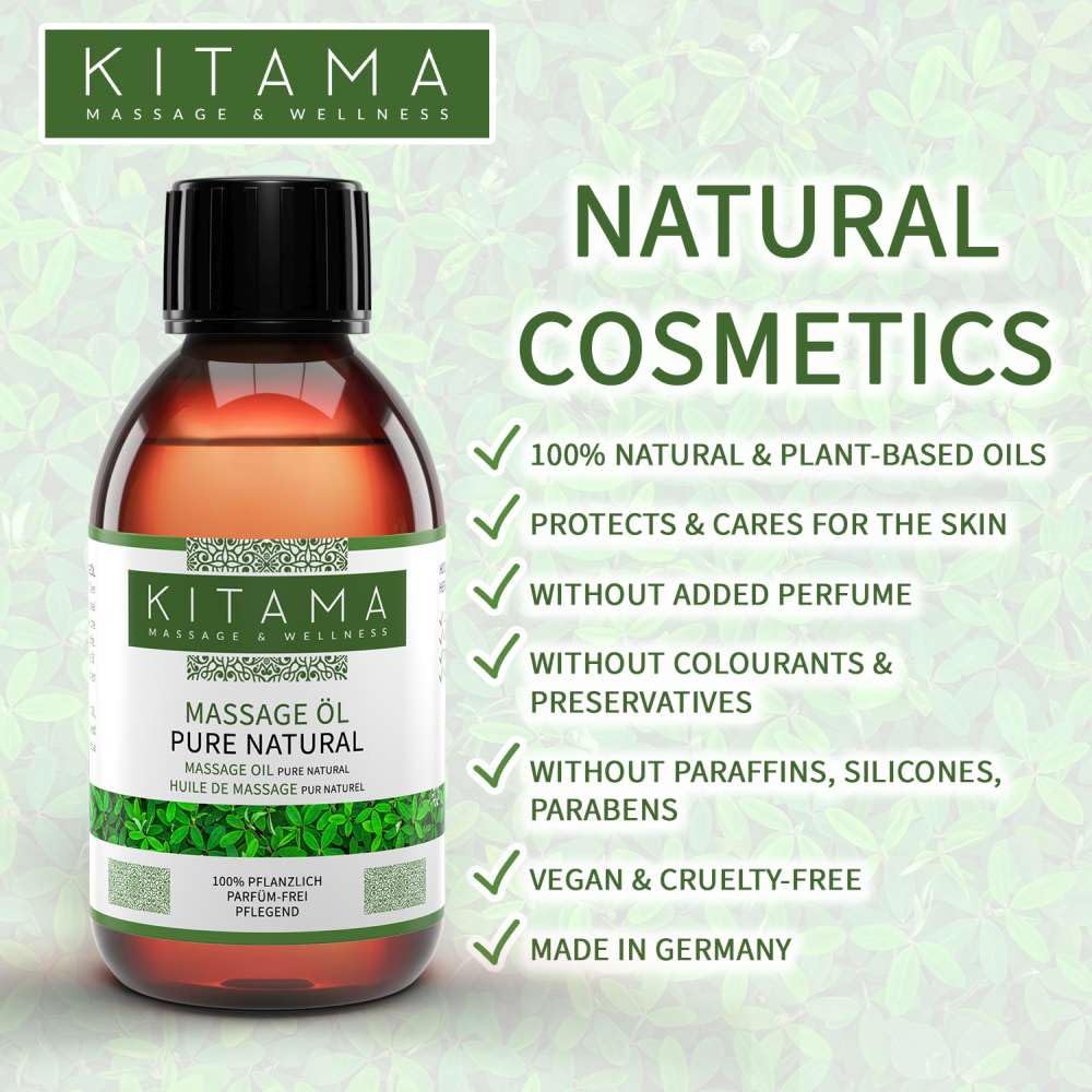 Kitama Massageöl Pure Natural 5L - 100% Natürlich Neutrales Pflegeöl | 100% natürliches, veganes Pflegeöl mit Jojoba- & Mandelöl. Parfümfreies Made in Germany für zuhause & Massagepraxis