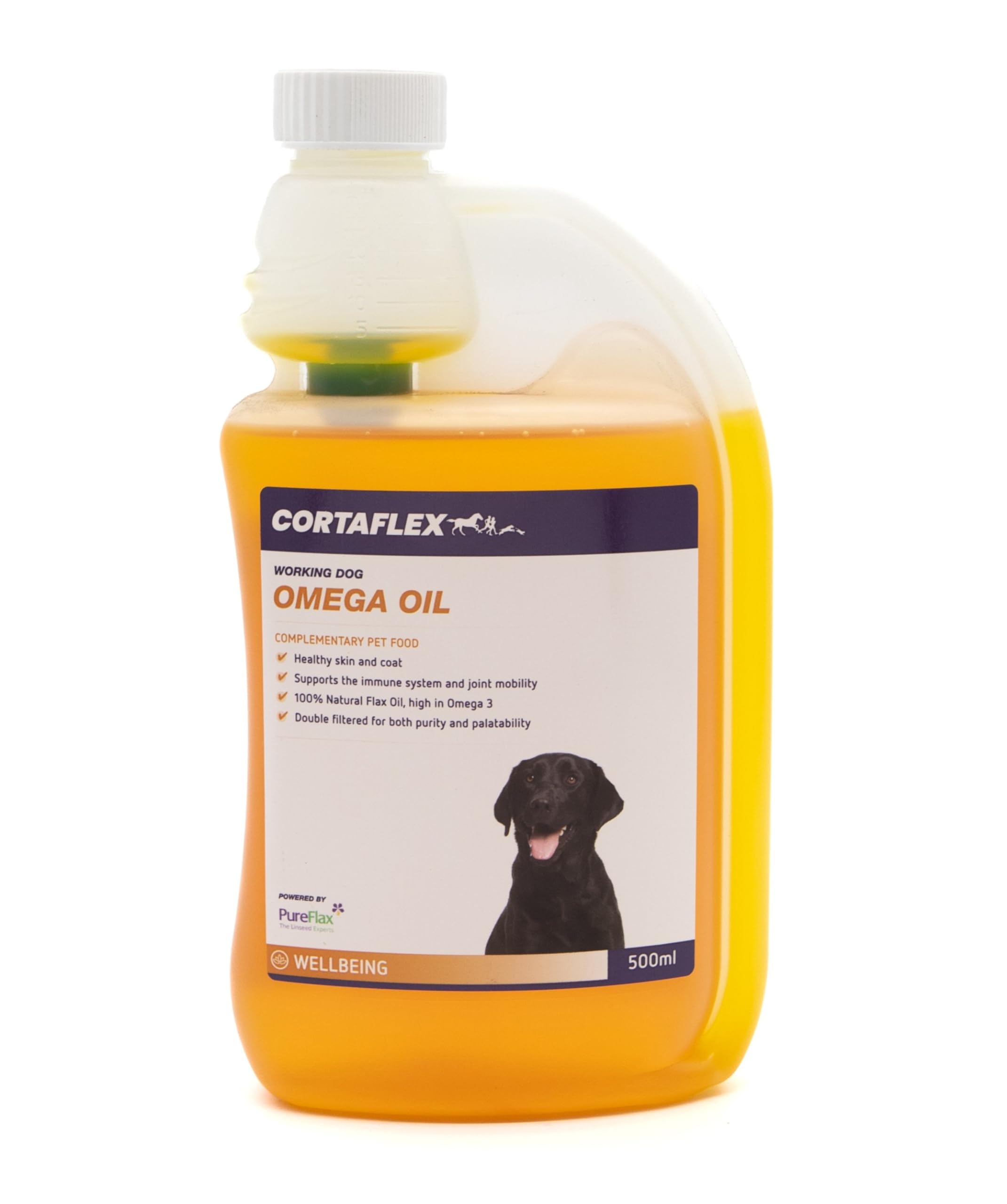Cortaflex Dog & Puppy Omega Flaxseed Oil (500ml). Perfect For Dogs Skin & Supplements. Higher Omega 3 Cold Pressed Dog Food Toppers Health Supplies For Dogs Joint & Digestion