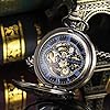 ManChDa Vintage Pocket Watch with Chain Classic Skeleton Dream Dragon Burlywood Fob Watch for Men Women & Gift Box #4