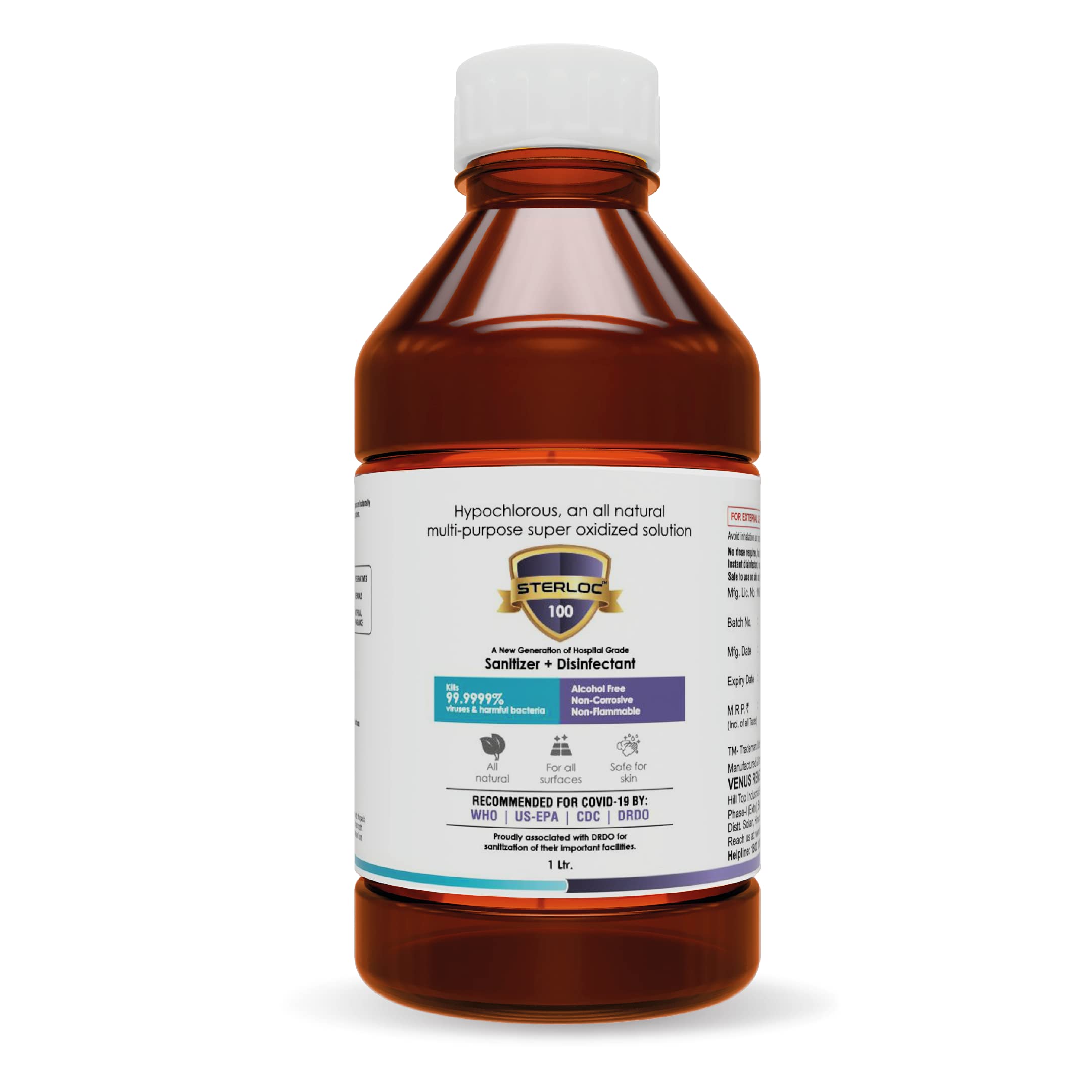 Sterloc HOCL Hospital Grade Non-Alcoholic Sanitizer + Disinfectant for Multi-Purpose Surface, Safe for Skin, Fruits & Vegetables | Kills 99.9999% Bacteria, Virus, & Germs (1L) (B08ZKK7C4F) Amazon Price History, Amazon Price Tracker
