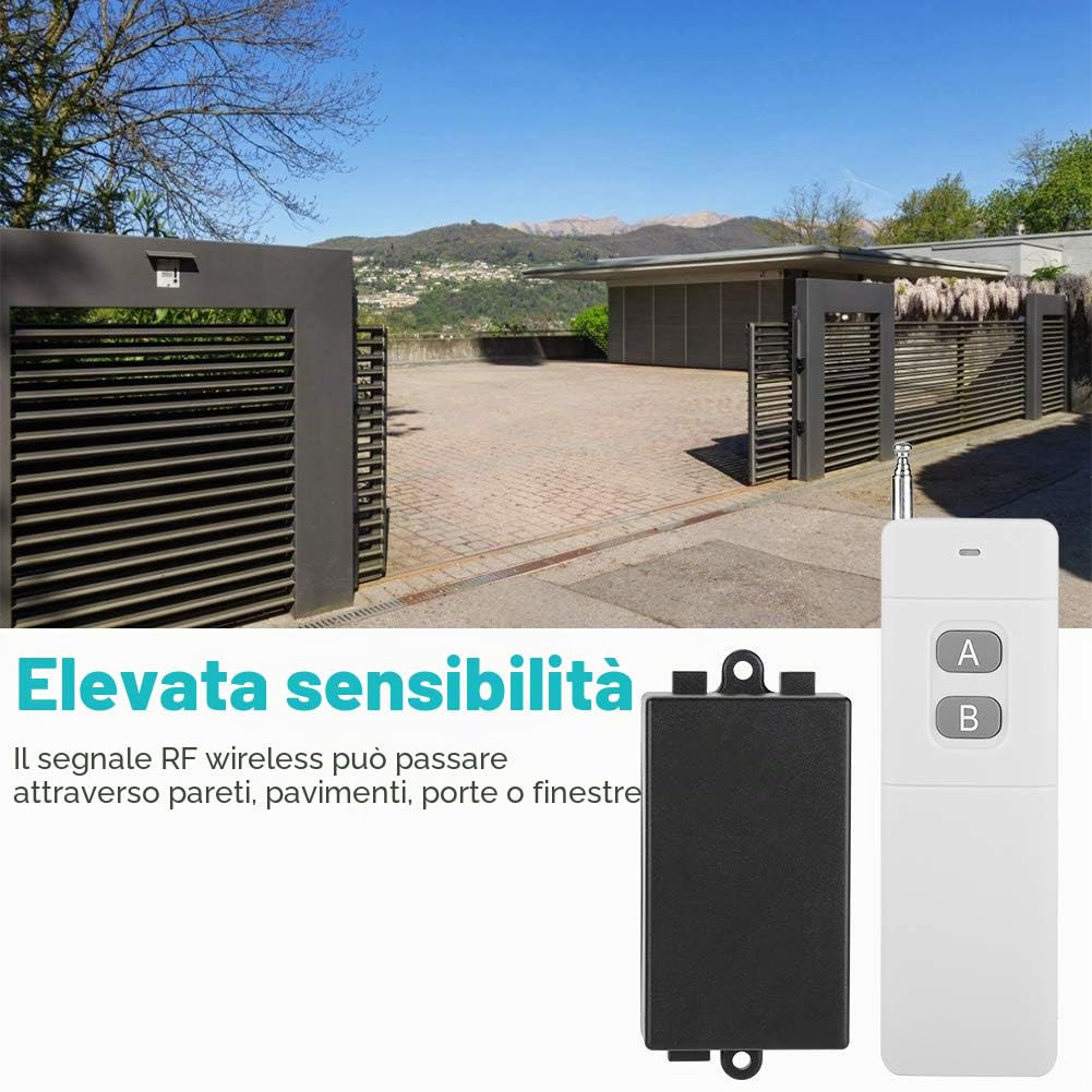 di Controllo Remoto Senza Fili Trasmettitore + Ricevitore 3 KM a Lunga Portata DC 12 V 2 Canali