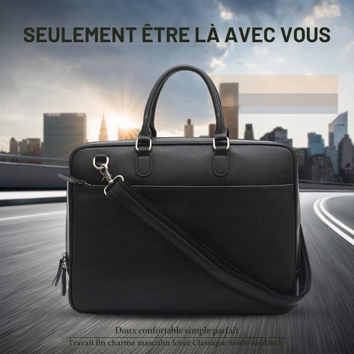 Leathario Sac Homme Porte Document Sac en Cuir Sac Messager Sac Ordinateur Homme Cuir