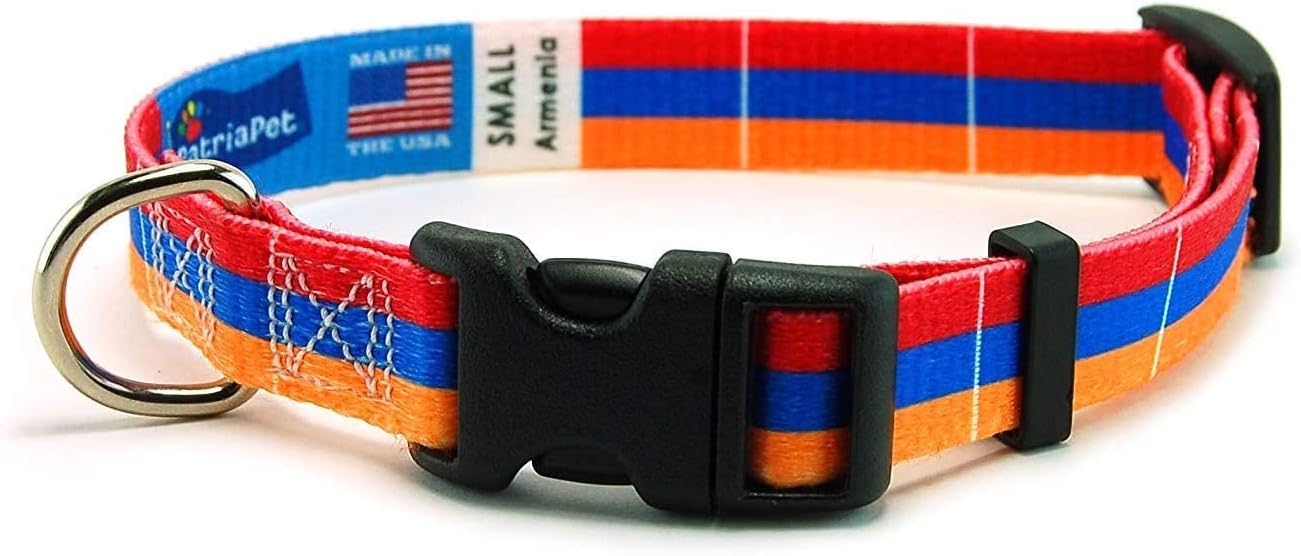 Armenia Dog Collar | Armenia Flag | Martingale Slip-On | Made in NJ, USA | for Extra Large Dogs | 1 inch Wide