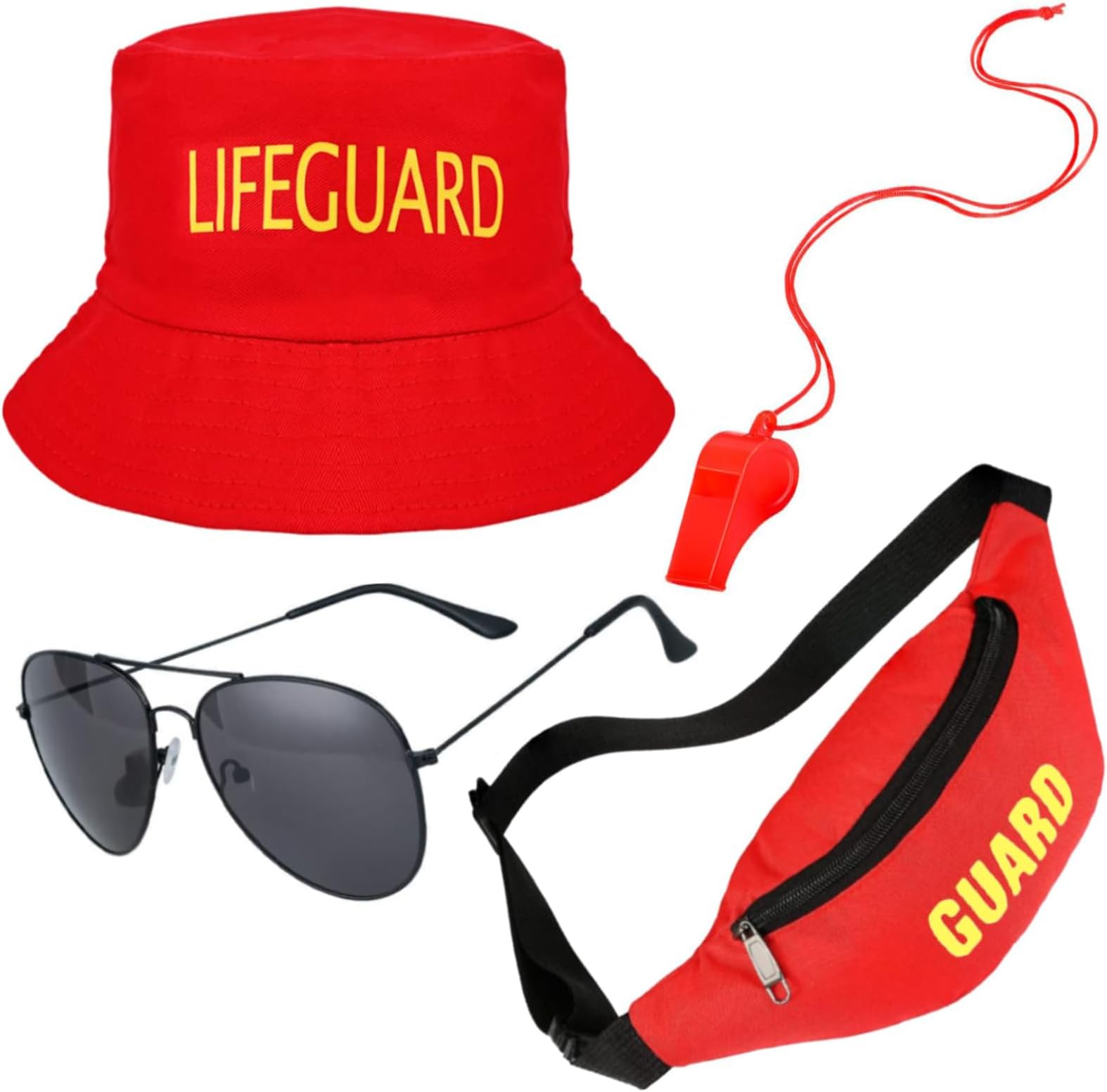 Kavoc 4 PCS Guard Costume Set Include Adjustable Hat Sunglasses Fanny Pack and Whistle with Lanyard for Adults Kids Dress Up