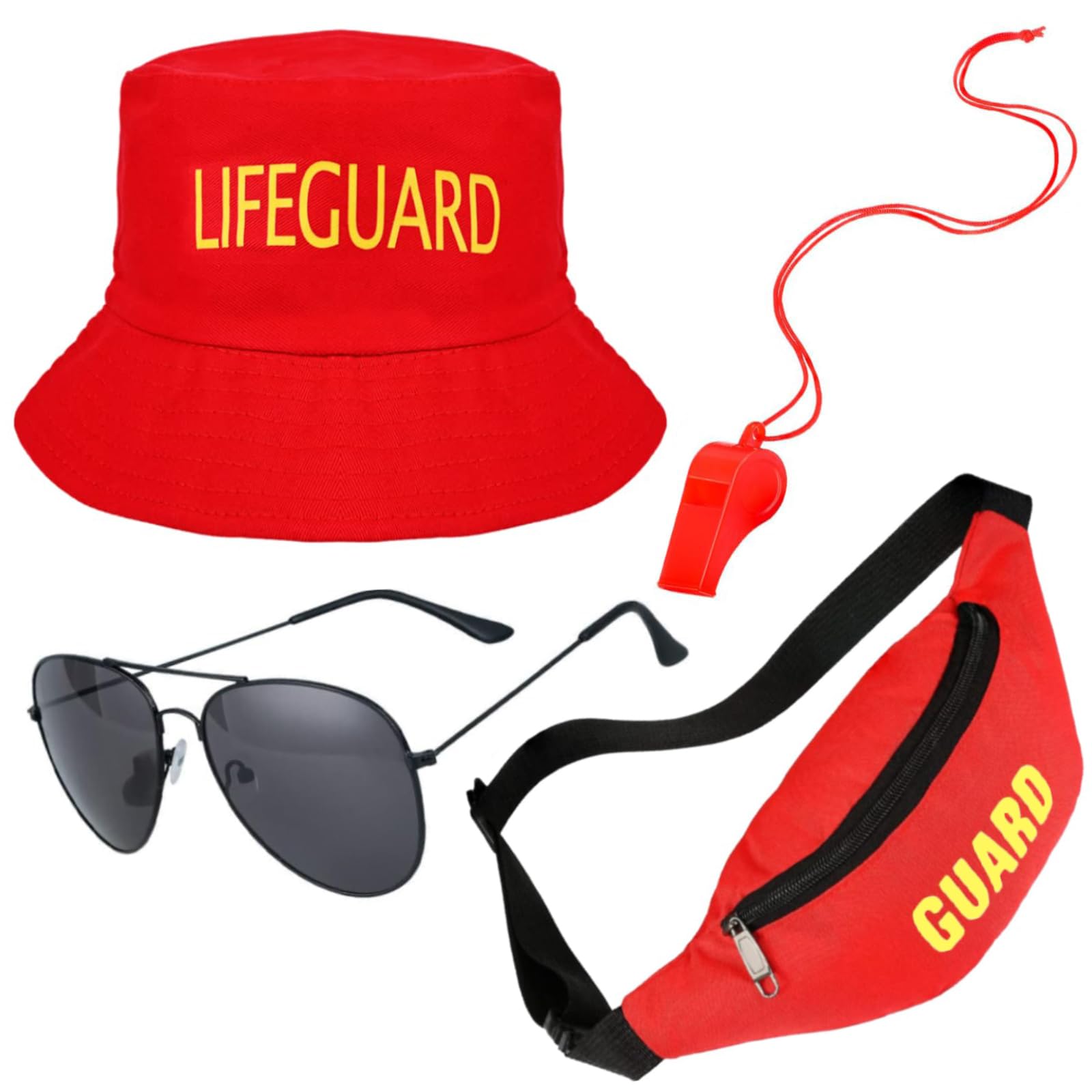 Kavoc 4 PCS Guard Costume Set Include Adjustable Hat Sunglasses Fanny Pack and Whistle with Lanyard for Adults Kids Dress Up