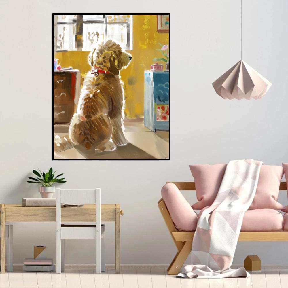 Paint by Numbers Goldendoodle Dog DIY Acrylic Painting Kit with Brushes Pigment Oil Painting Artwork Adults Beginners Wall Decor 20x24inch(50x60cm) Frameless