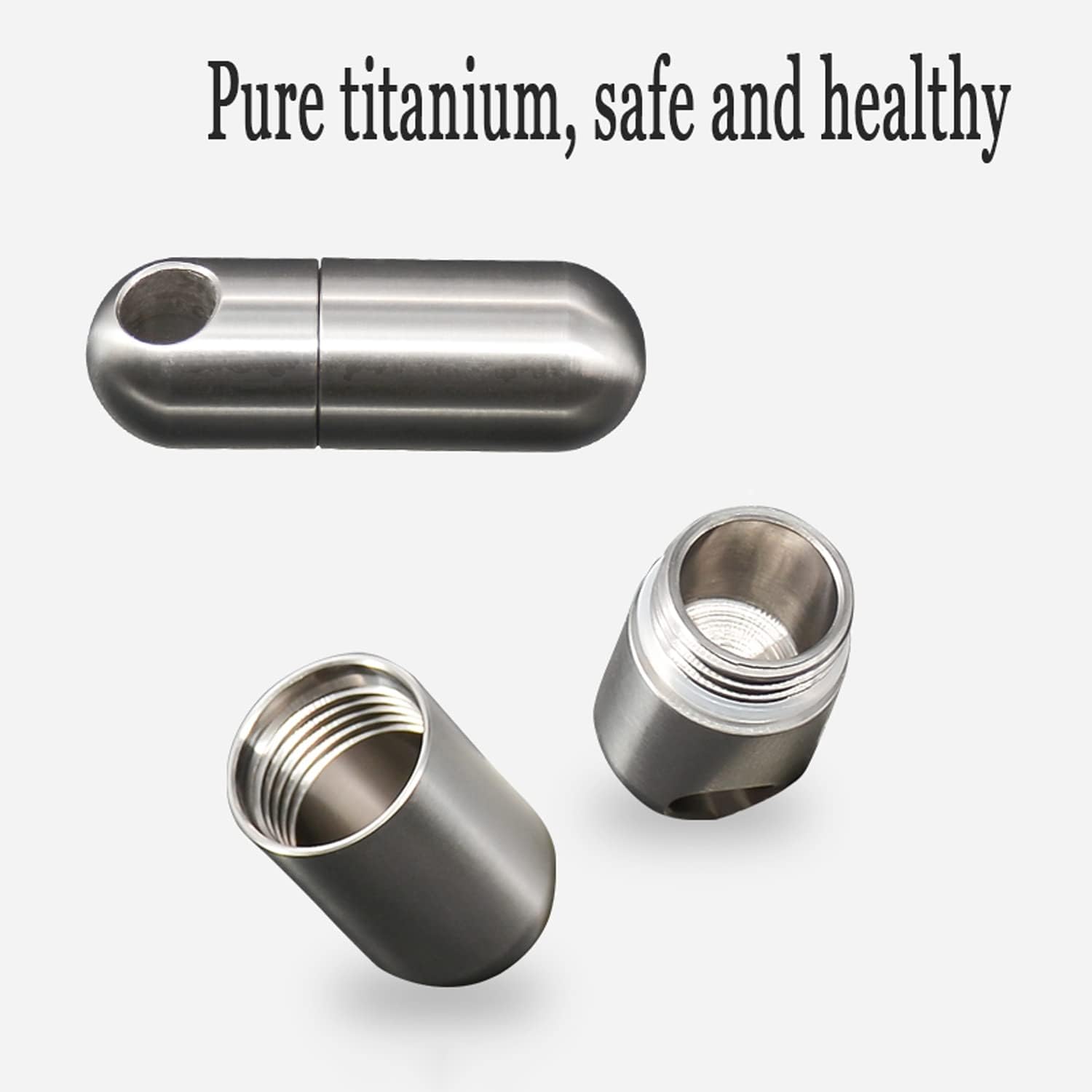 Micro Pill Fob Keychain, Titanium Pill Holder Necklace, Waterproof Outdoor Pill Capsule Container, Lightweight Daily Travel Pill Case Carrier for Camping Emergency First Aids