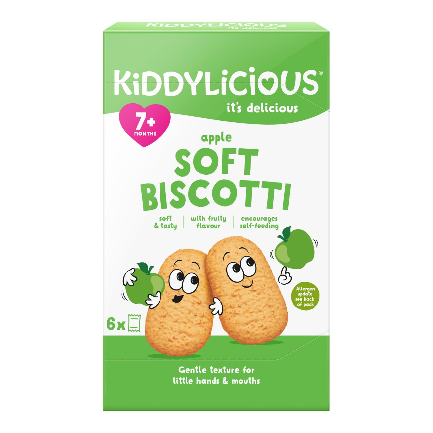 Kiddylicious Apple Biscotti - Yummy Baked Snacks for Kids Suitable 7+ Months 6 Packs(6x20gms)