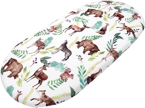 Miniatura 5 de Juego de sábanas de moisés para bebé para niño y niña, paquete de 2 sábanas bajeras elásticas, suaves y transpirables, ajuste universal para colchón