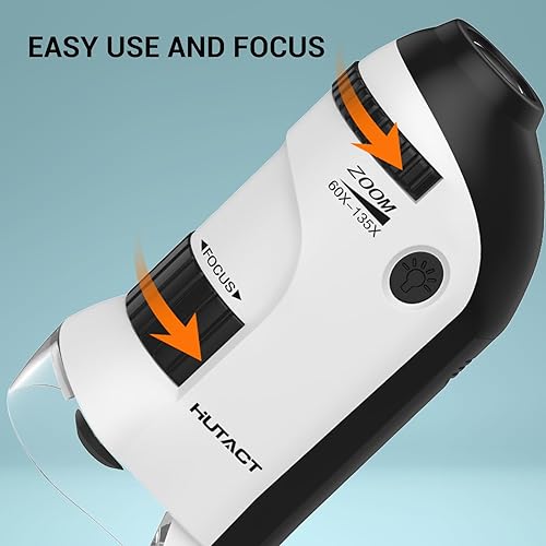 Miniatura 4 de Miniscopio portátil 60-135X Minilabsters para niños, mini microscopio educativo de bolsillo con 5 diapositivas preparadas para niños y estudiantes
