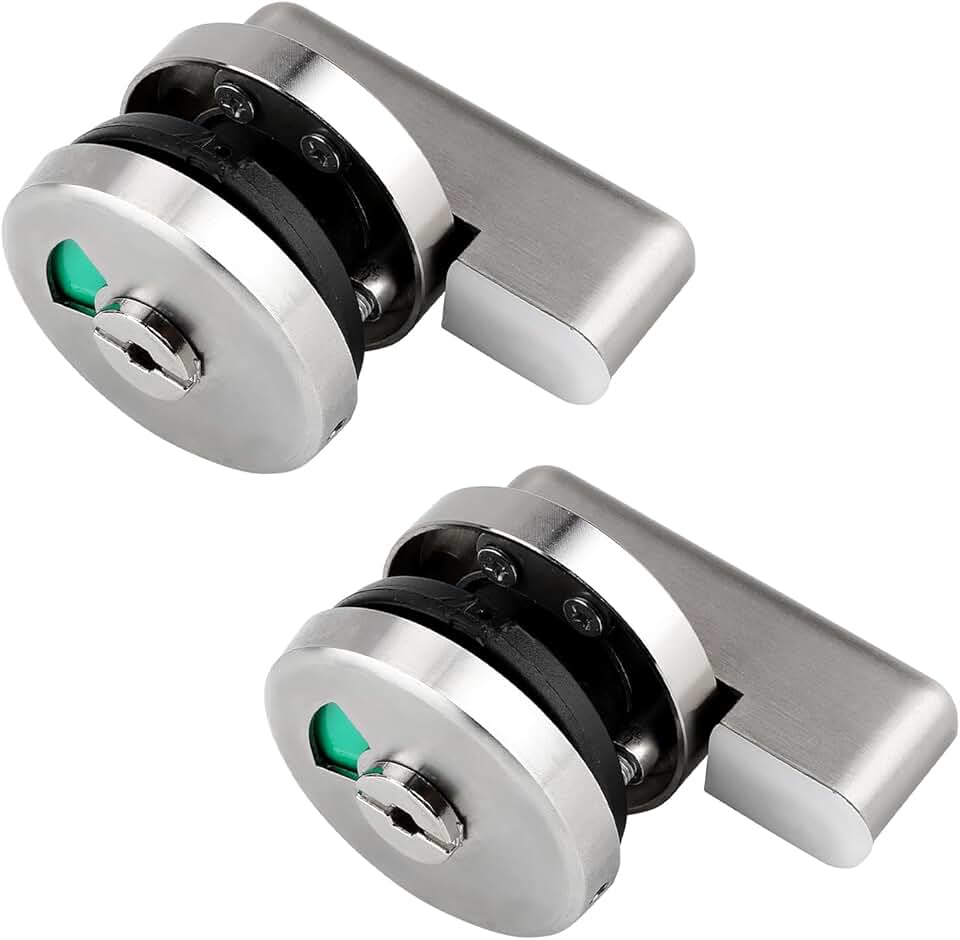 2Pcs Door Lock Indicator, Privacy Indicator Lock Vacant/Engaged Chrome Latch Public Restroom Toilet Privacy Partition Door Lock Latch for Toilet Restroom Bathroom