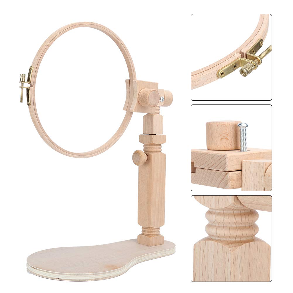 Akozon Supporto per Telaio Regolabile in Legno per Ricamo e Punto Croce - Rotante a 360 Gradi e Strumenti da Cucito Versatili in Legno di Faggio