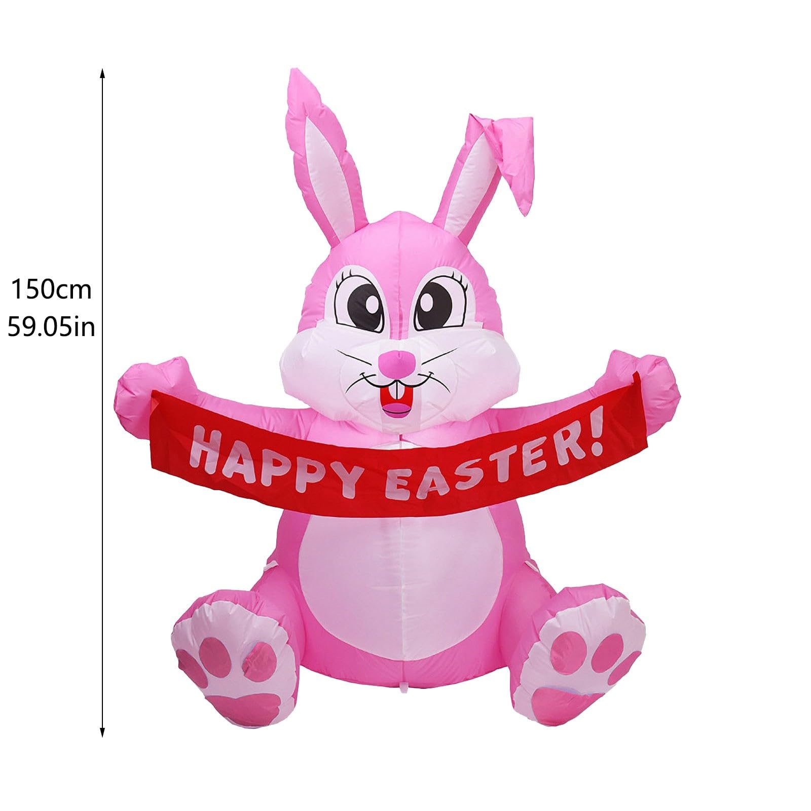 Generisch Niedlicher aufblasbarer Osterhase mit Banner, riesiger rosa Hase für Urlaub, Party, Innen- und Außenbereich, 1,5 m