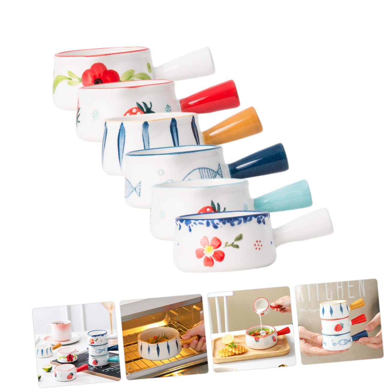 Toyvian Keramik Milchkännchen Kleiner Milchbehälter mit Henkel 6 Stück 50ml Nordic Stil Praktisches Kaffeebar Zubehör für Hotels und Cafés