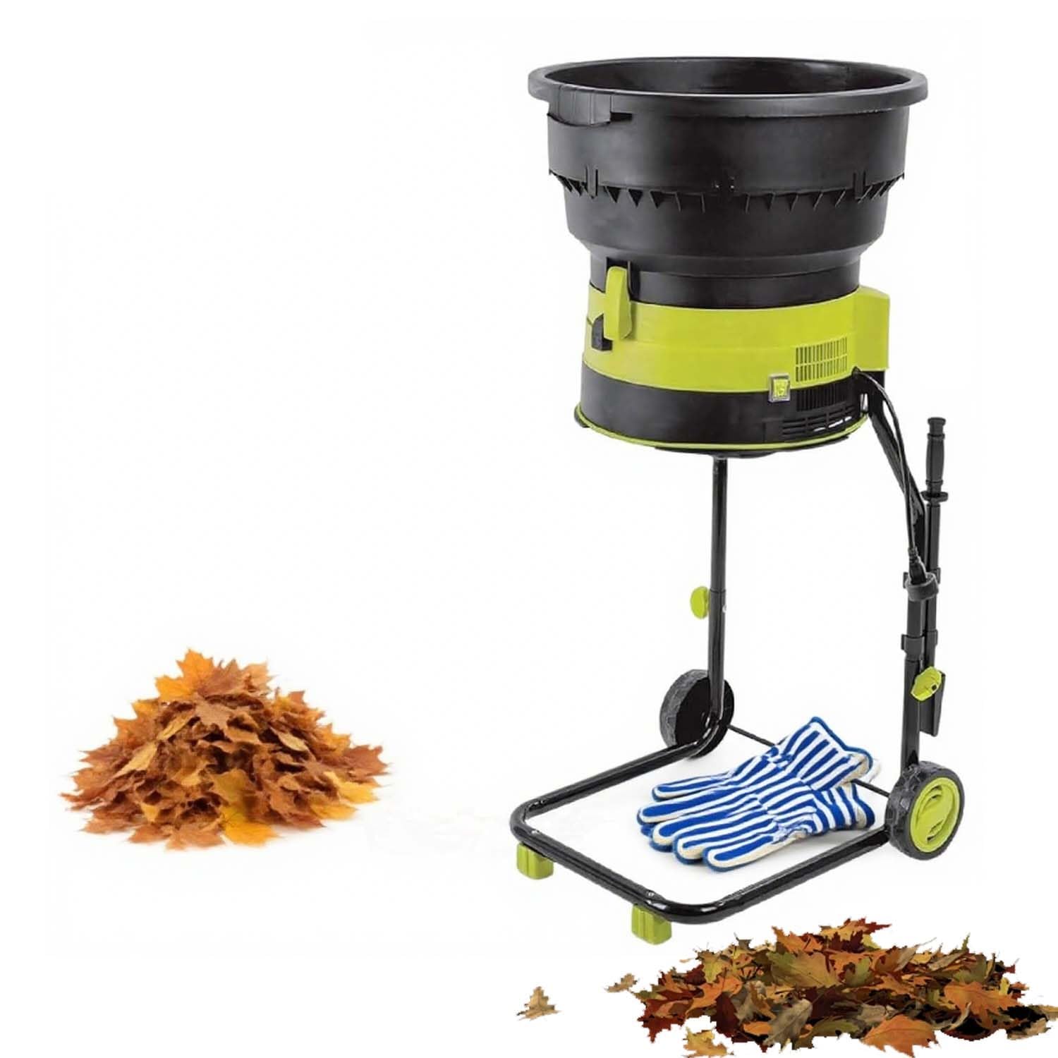 Biotrituradora Eléctrica 2500W Con Bolsa Recolectora Y Ruedas, Trituradora De Hojas Jardín 8000 RPM, Compostador Bladeless, Protección Sobrecarga Segura(Standard)