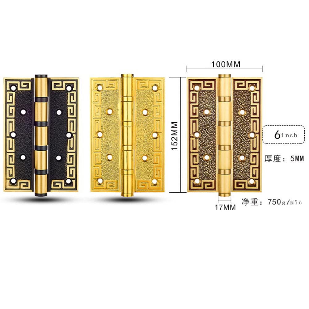 Bisagras de puerta de bronce, bisagra trasera interna para puertas de madera, rodamiento grueso, opciones de 4 a 6 pulgadas