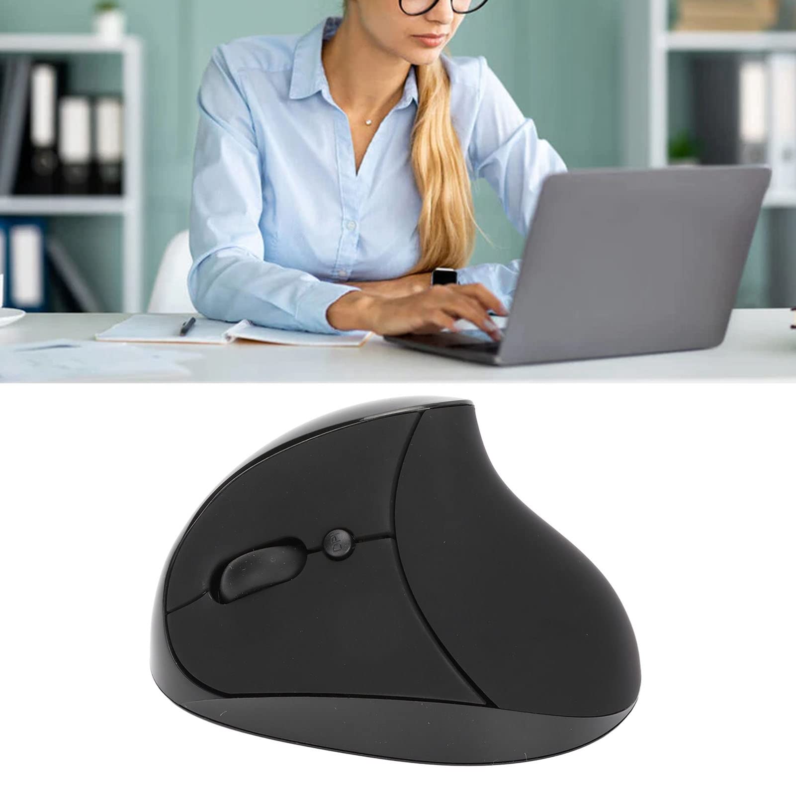 ciciglow Ratón para Zurdos, Inalámbrico 2.4G USB Ratón Vertical Ergonómico para Mano Izquierda Ratón Recargable dpi de 3 Niveles para 2000, XP, Vista, CE, 7, Linux, Android(Negro)