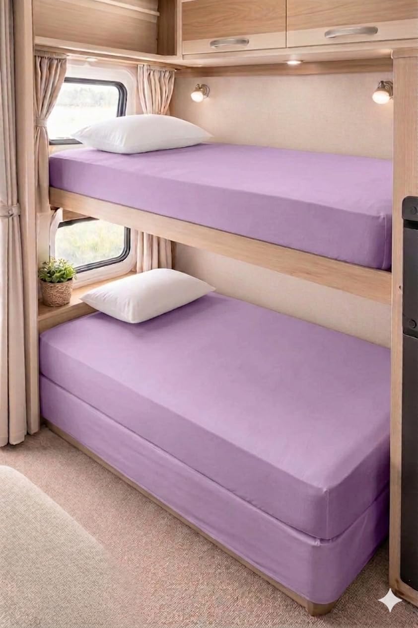 Bunk Bed Fitted Sheet Small Single Bed – 25cm Deep – Soft, EasyCare Mattress Cover – Ideal for Bunk Beds, Caravans & Kids’ Bedrooms (Lilac)