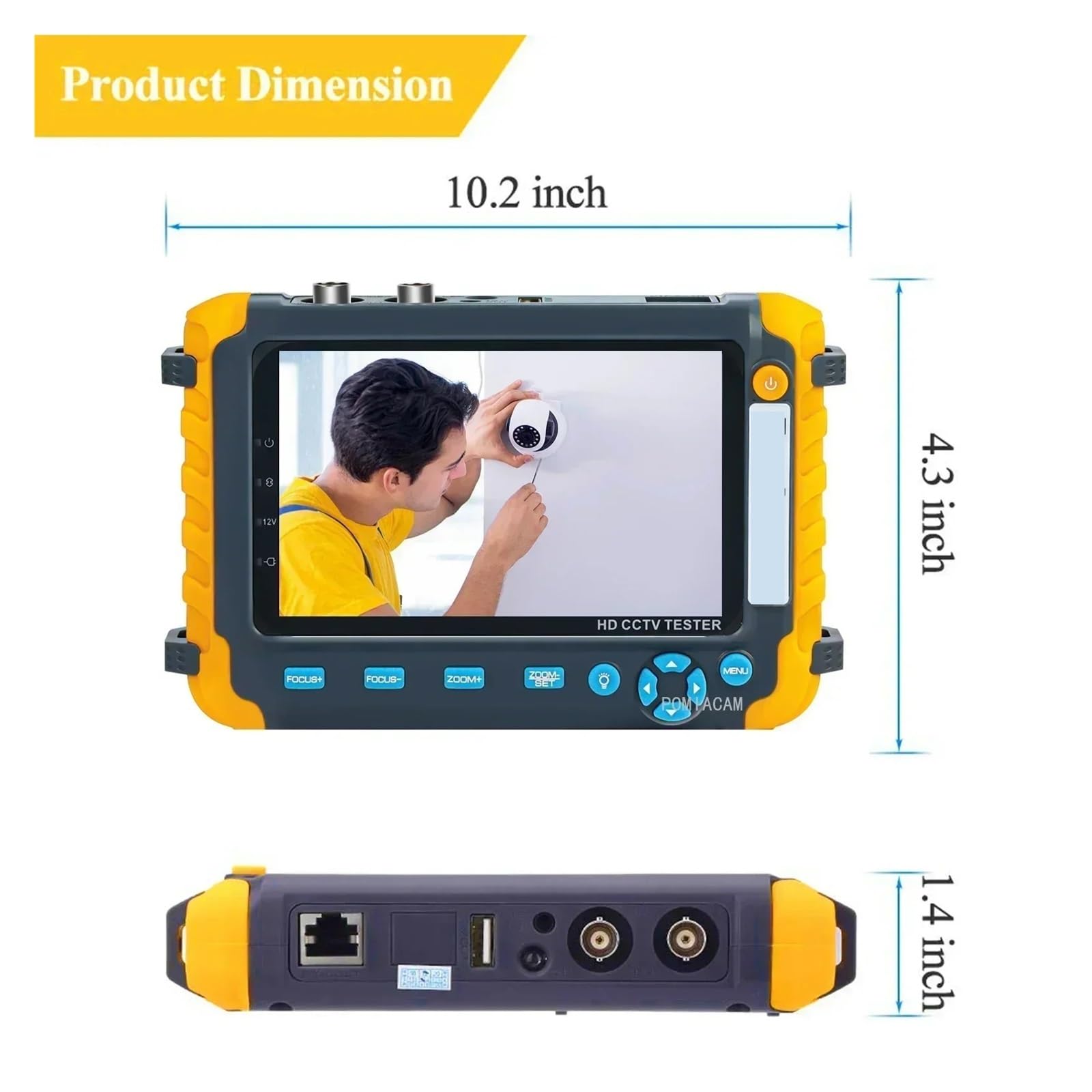 Tester per telecamere CCTV IV8W Monitor da 5,0 pollici CVBS 8MP AHD/CVI/TVI CCTV Tester Tester for fotocamera 4 in 1 Tester portatile Supporto Ingresso PTZ VGA Individua rapidamente i guasti