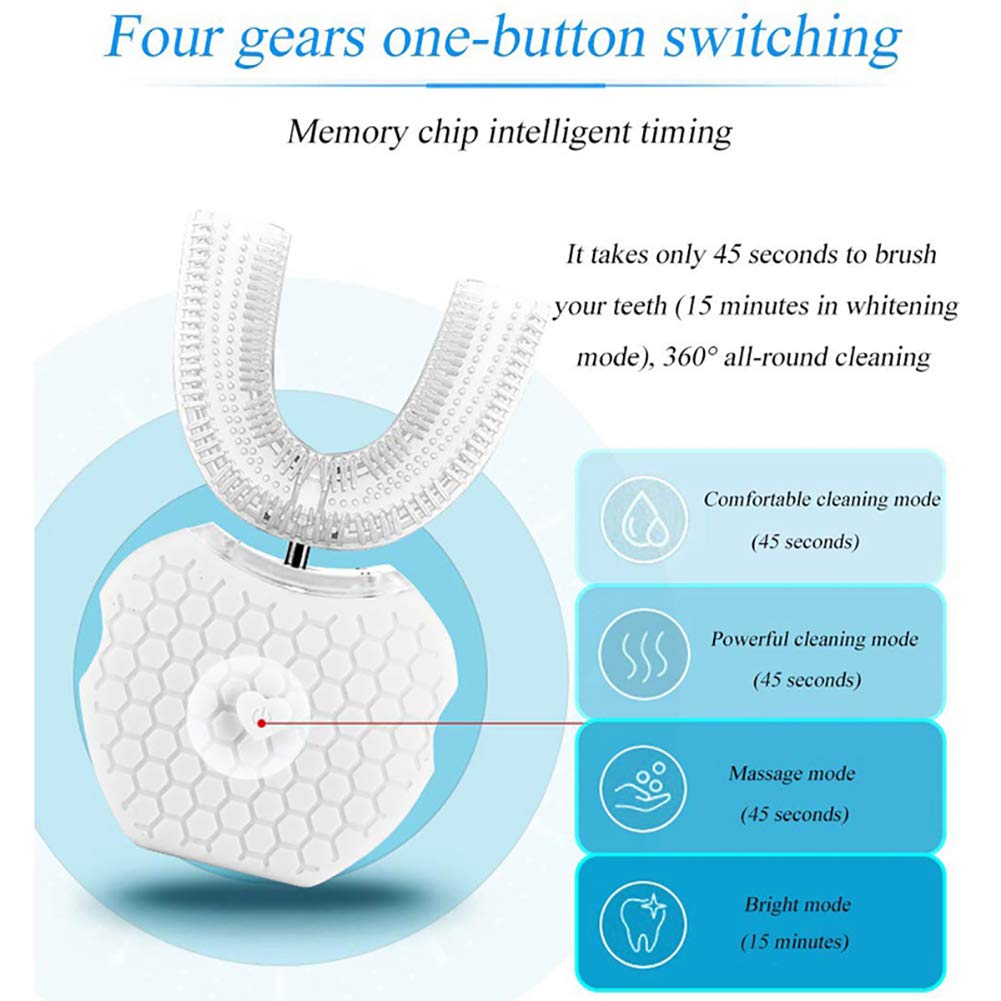 Cepillo De Dientes Eléctrico De 360 Grados, Cepillo De Dientes De Limpieza Inteligente Controlado Por Frecuencia, Cepillo De Dientes De Silicona Resistente Al Agua IPX7 Portátil Portátil Recargable
