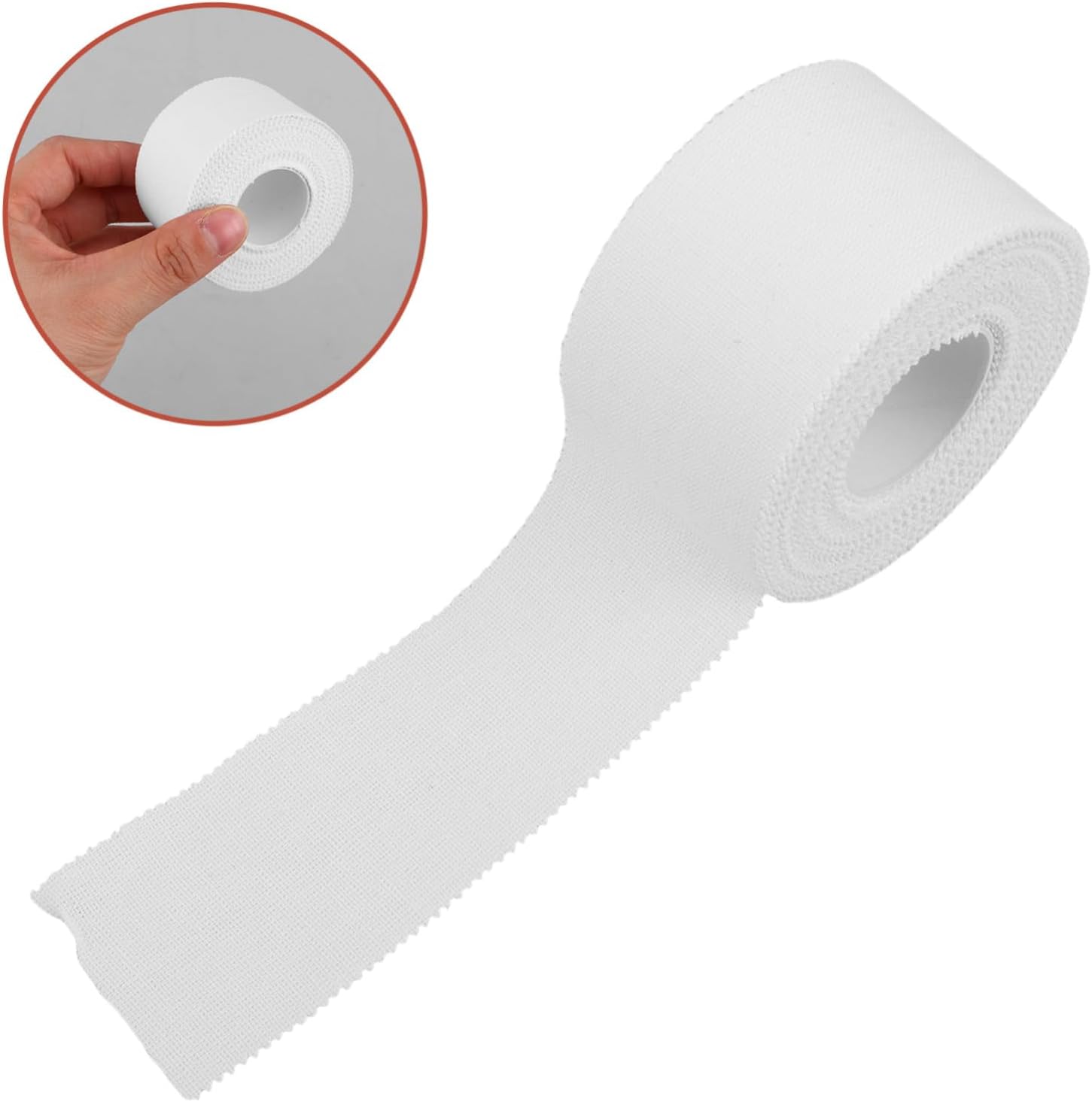 6 Rolls White Cotton Athletic Tape Wrap for Legs and Knees Breathable Ventilation Sports Bandage for Soccer Basketball and Physical Activities